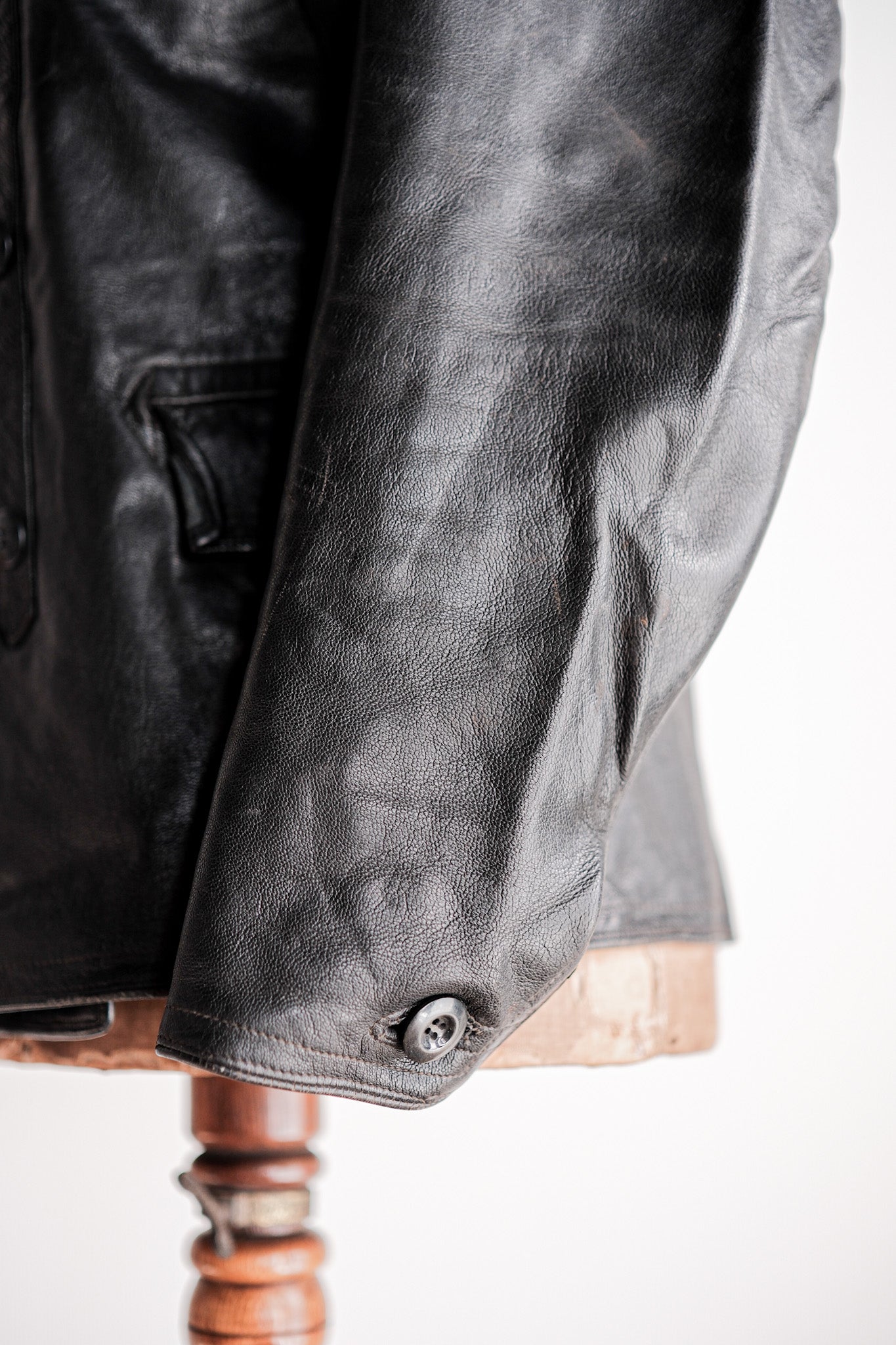 【~40's】Swedish Vintage Double Breasted Leather Jacket