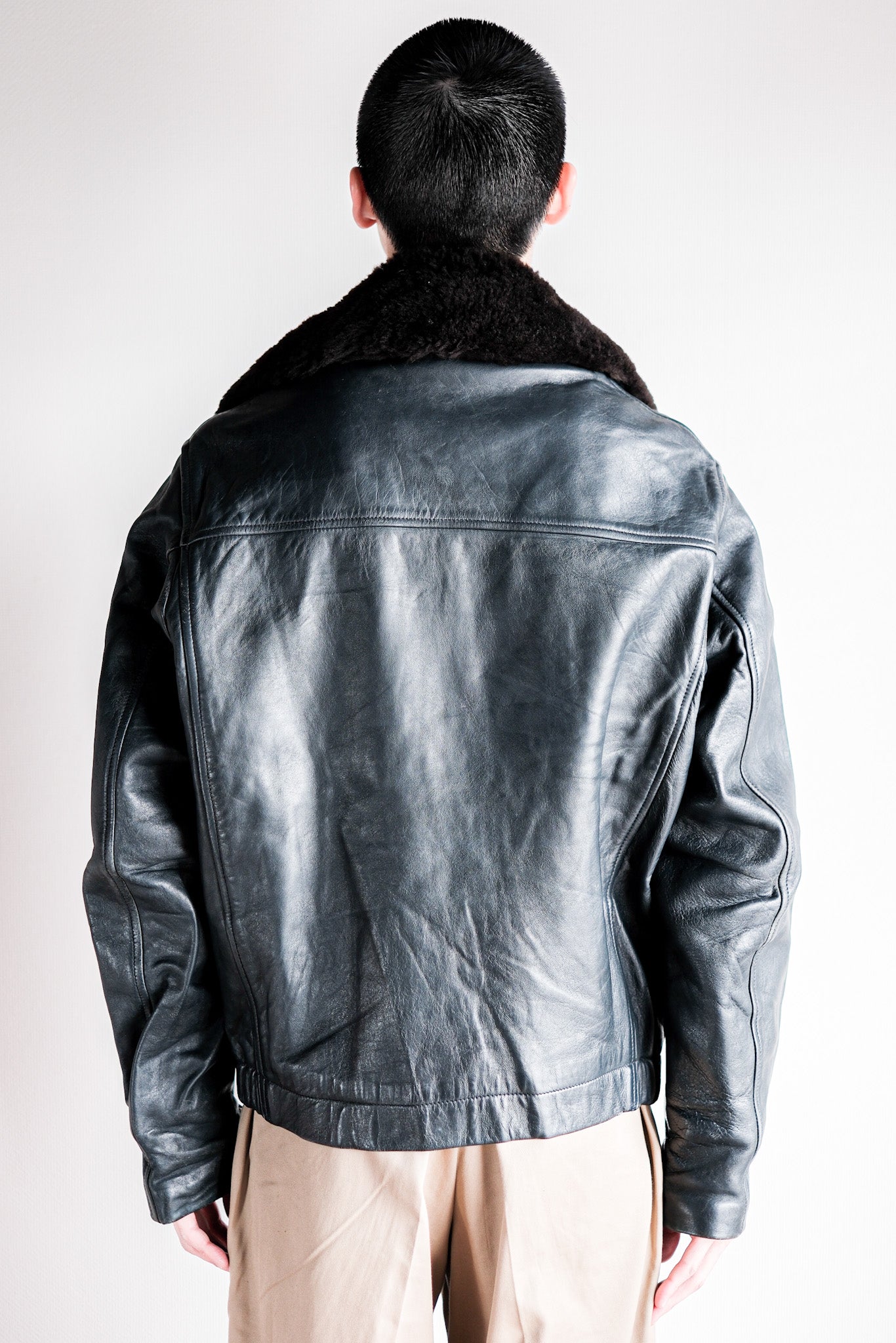 【~70's】French Air Force Pilot Leather Jacket Size.44
