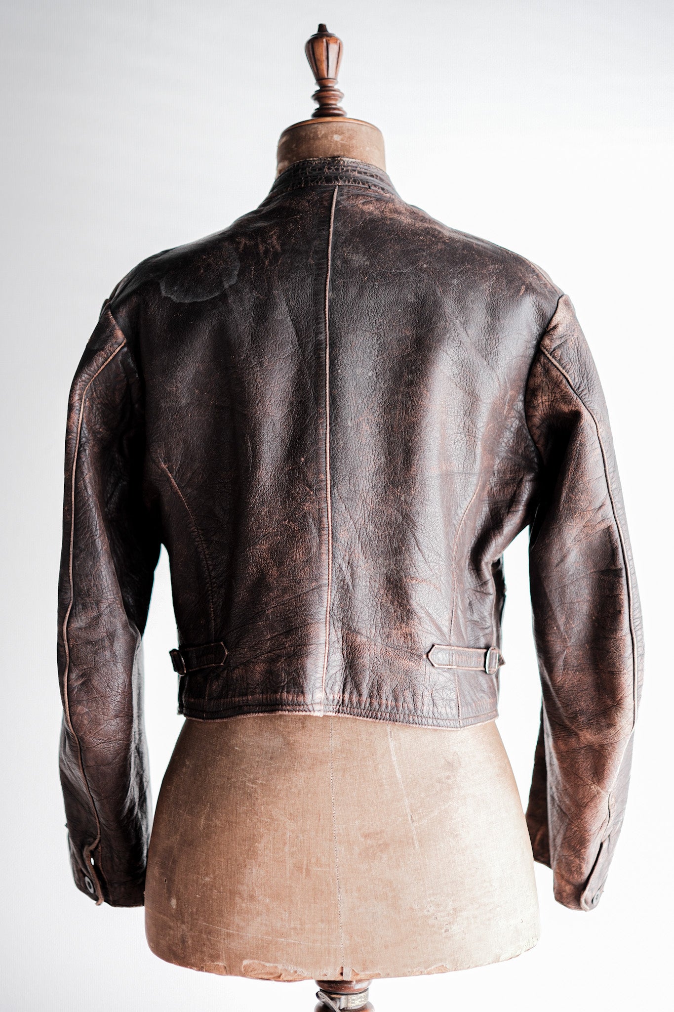 【~30's】German Vintage Double Breasted Motorcycle Leather Jacket
