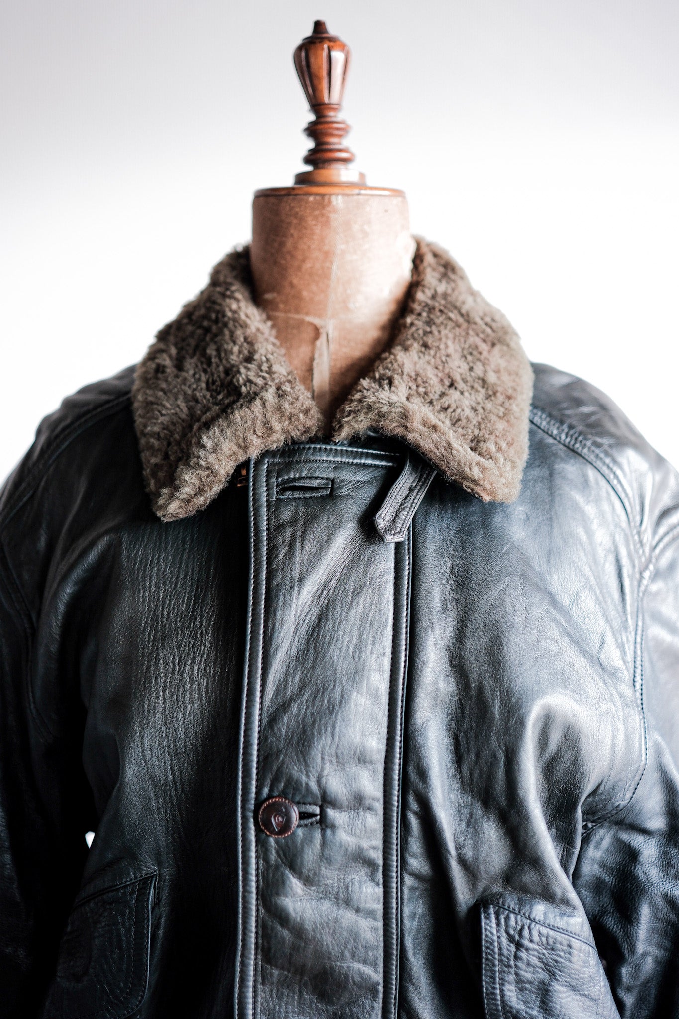 【~80's】Old Gucci Leather Bomber Jacket Size.52