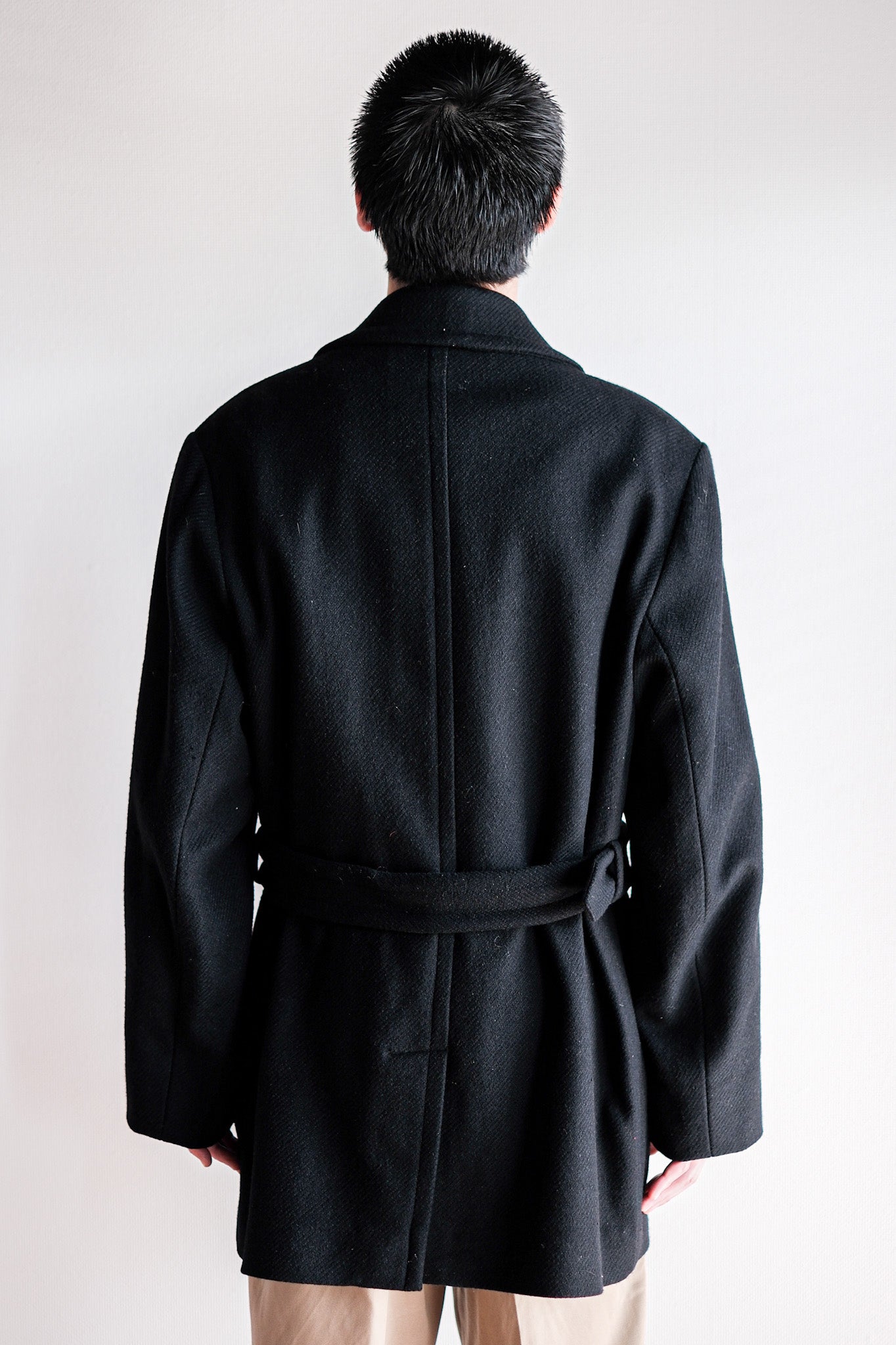 【~00's】Old Hermès Paris Cashmere Mix Wool Belted Coat by Martin Margiela