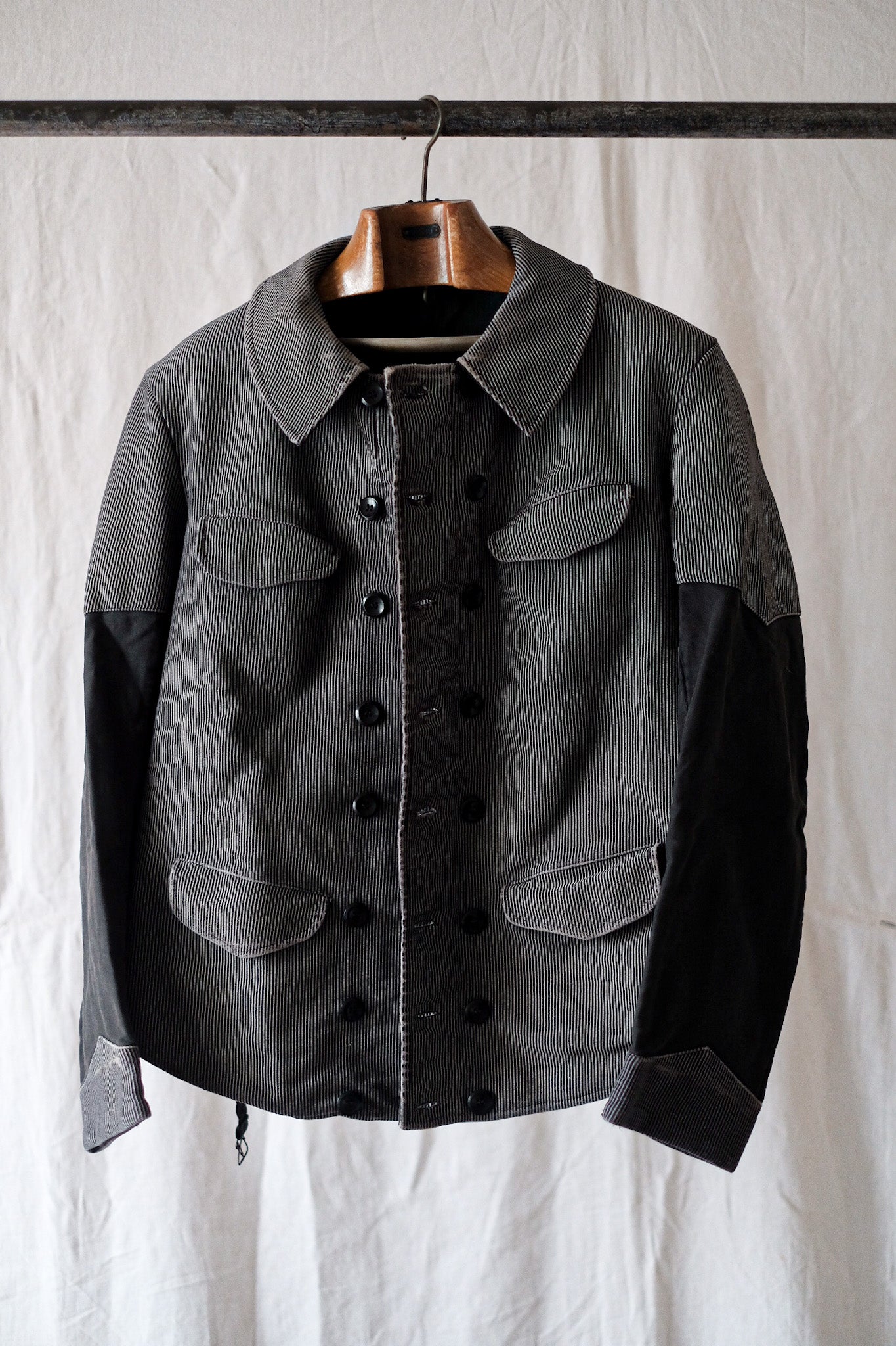 【~50's】Belgium Vintage Printed Moleskin Double Breasted Work Jacket