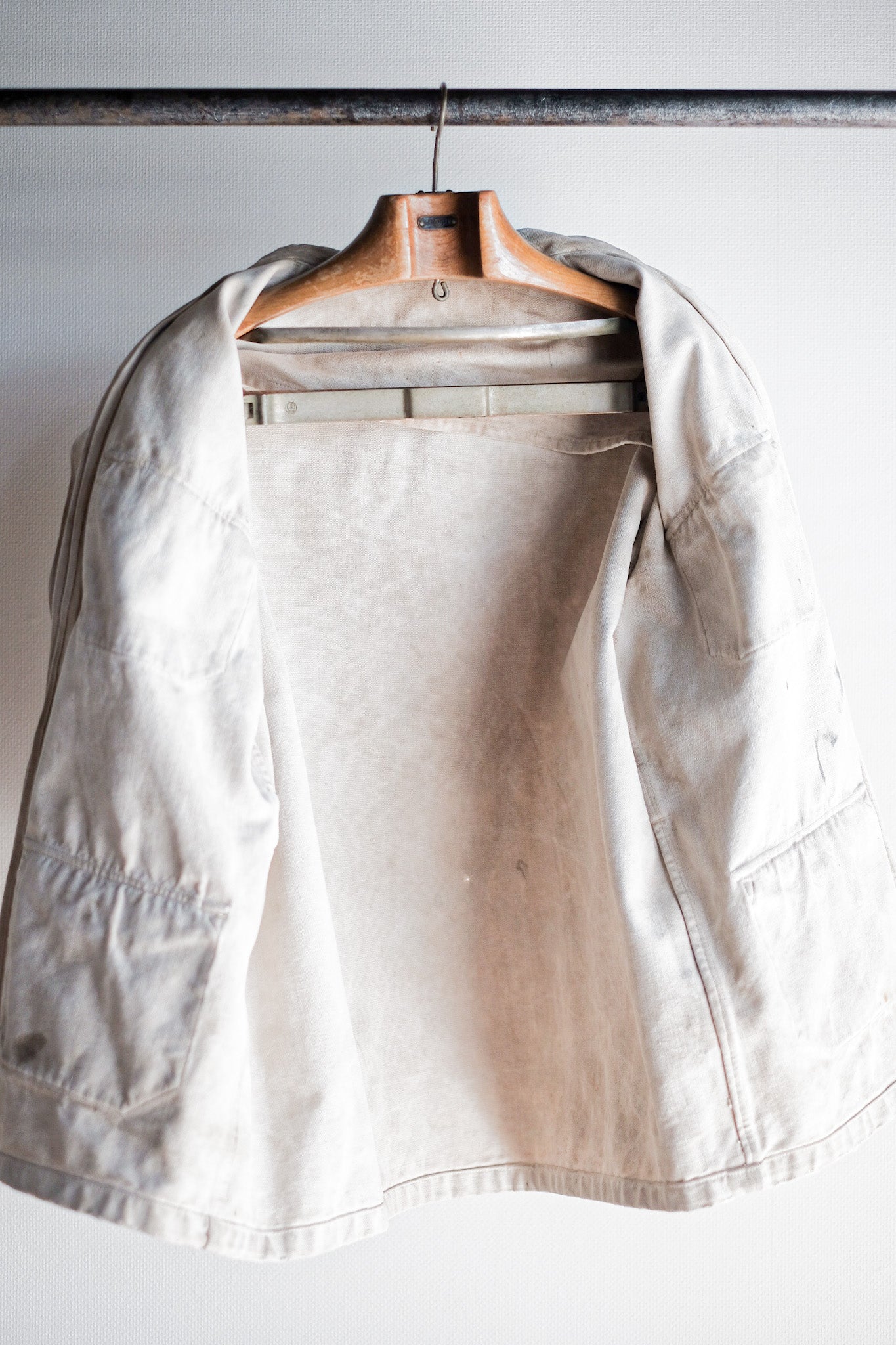 【~50's】French Vintage White Cotton Canvas Work Jacket