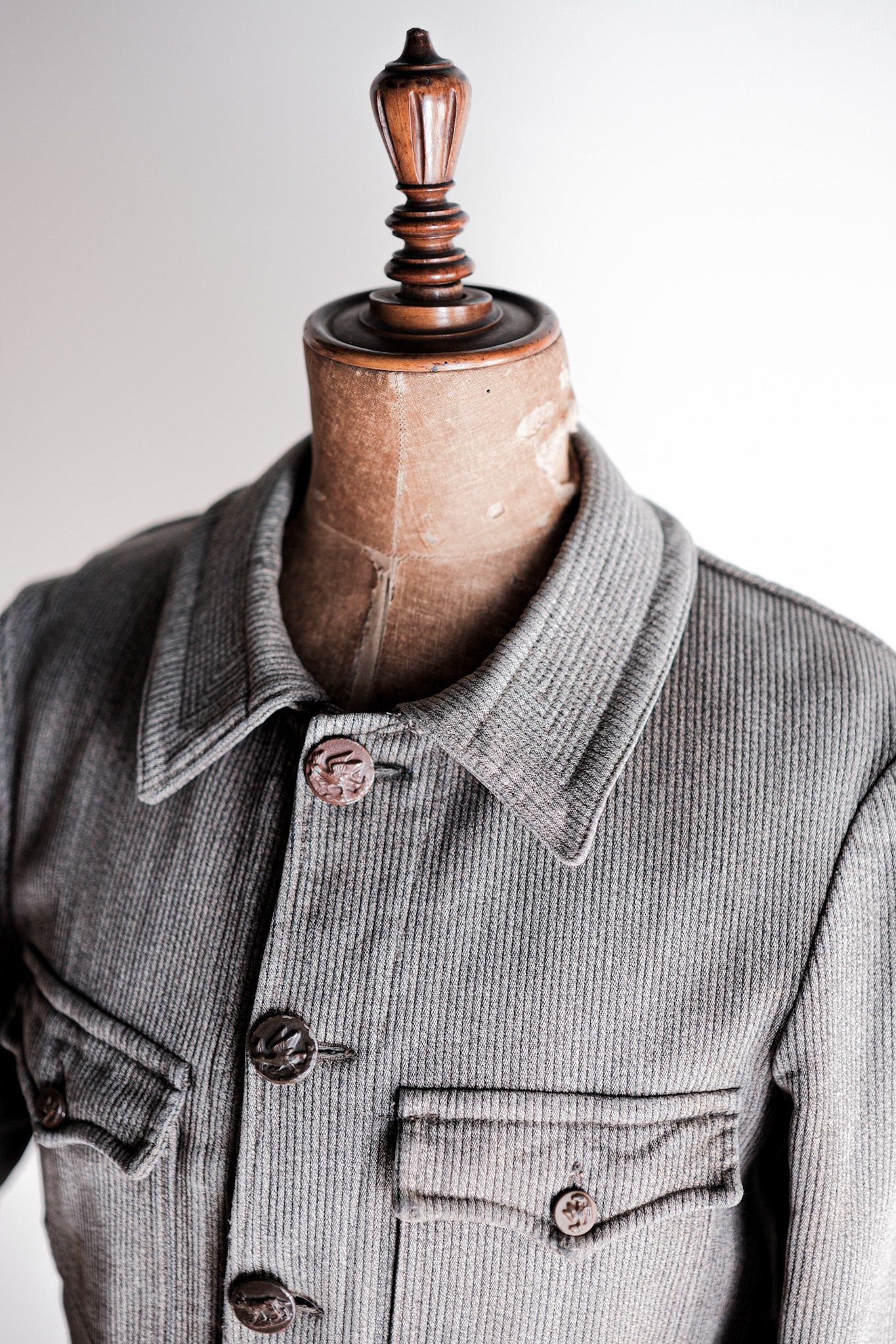 【~50's】French Vintage Gray Cotton Pique Hunting Jacket