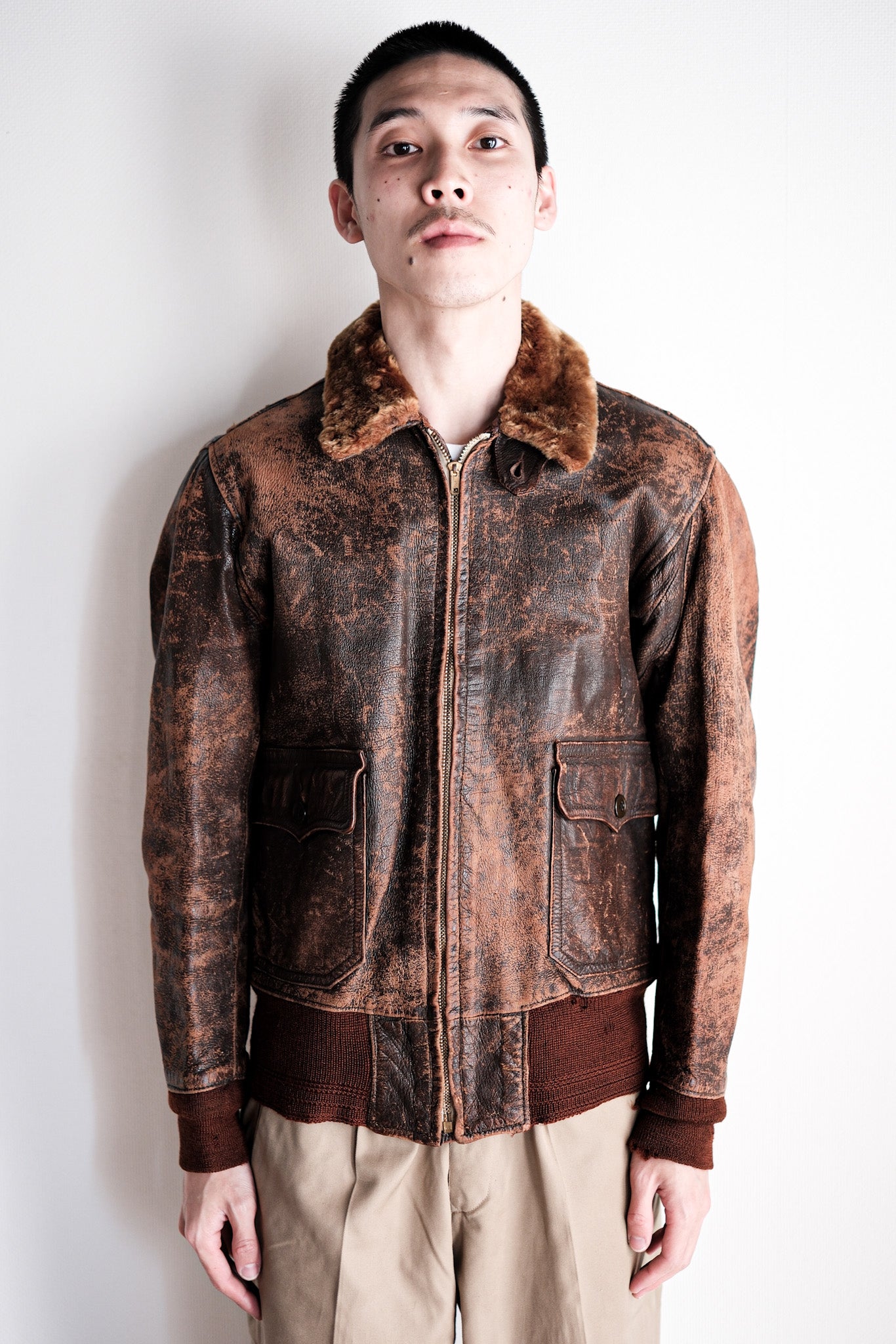 【~40's】U.S.NAVY M-422A Leather Flight Jacket