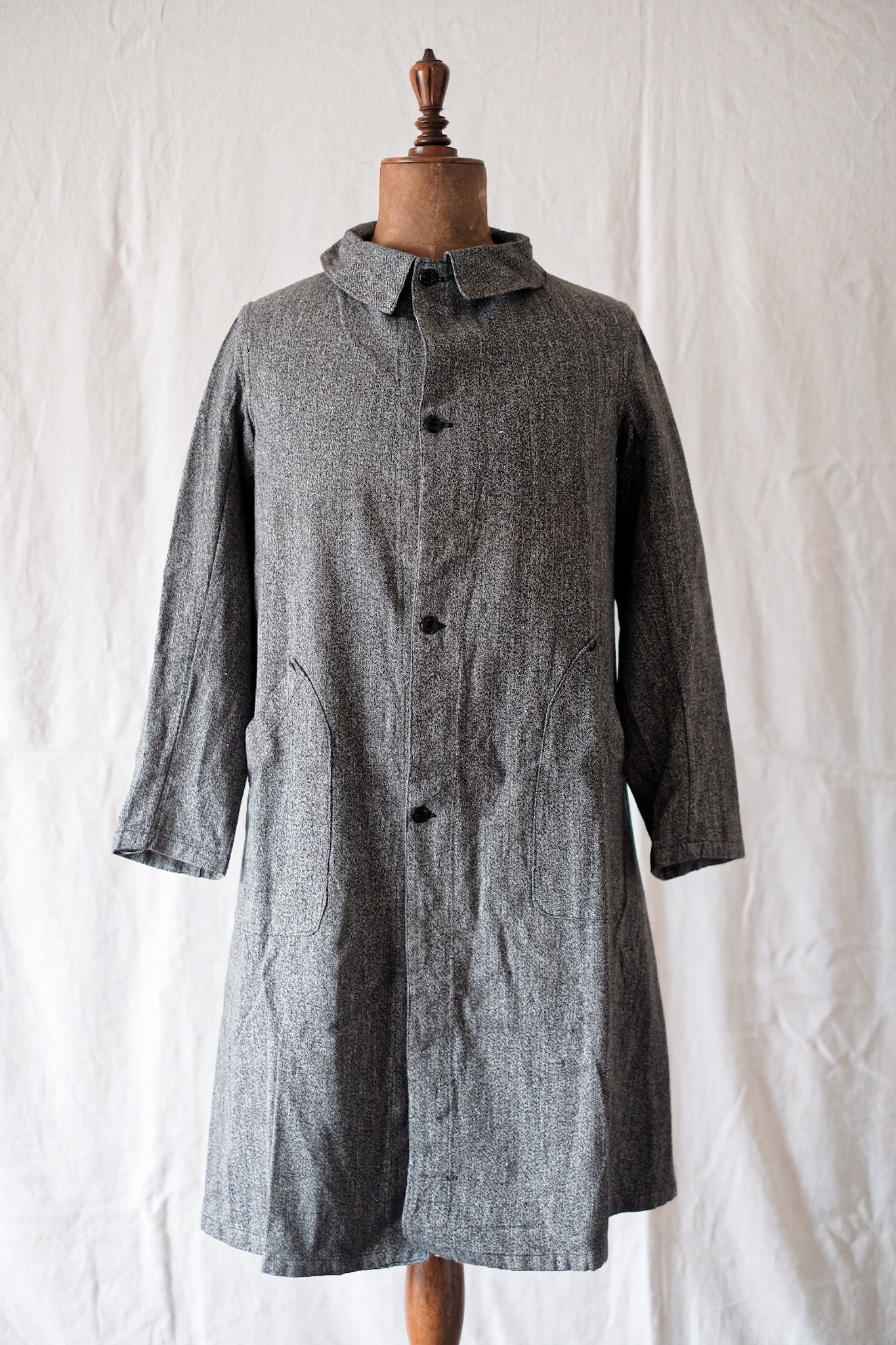 【~40's】French Vintage Black Chambray Work Coat
