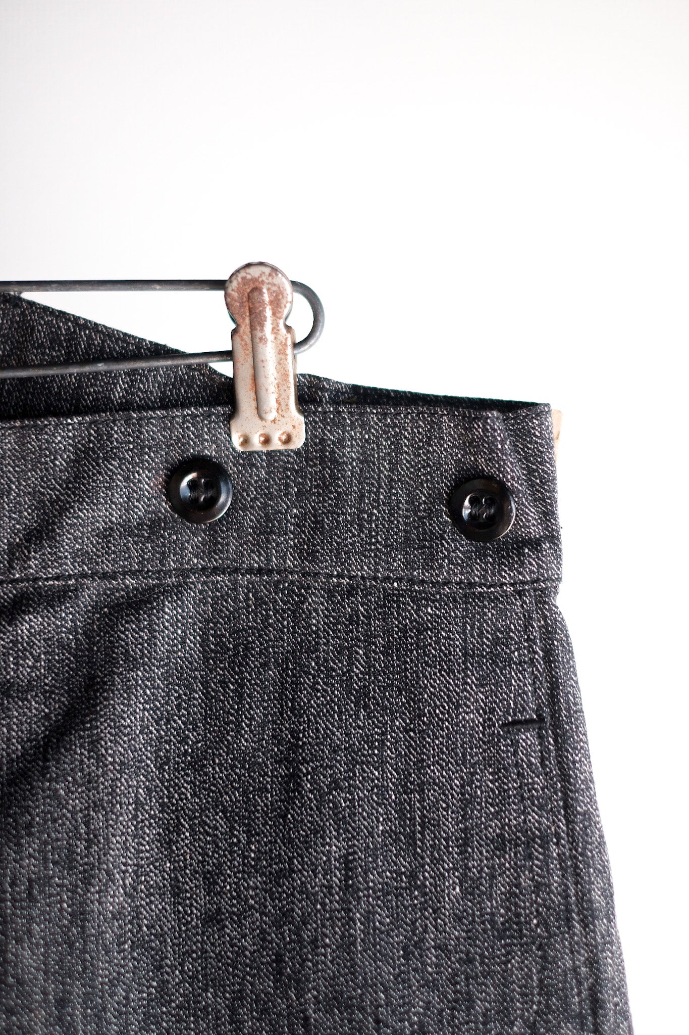 【~30's】French Vintage Black Chambray Work Pants "Dead Stock"