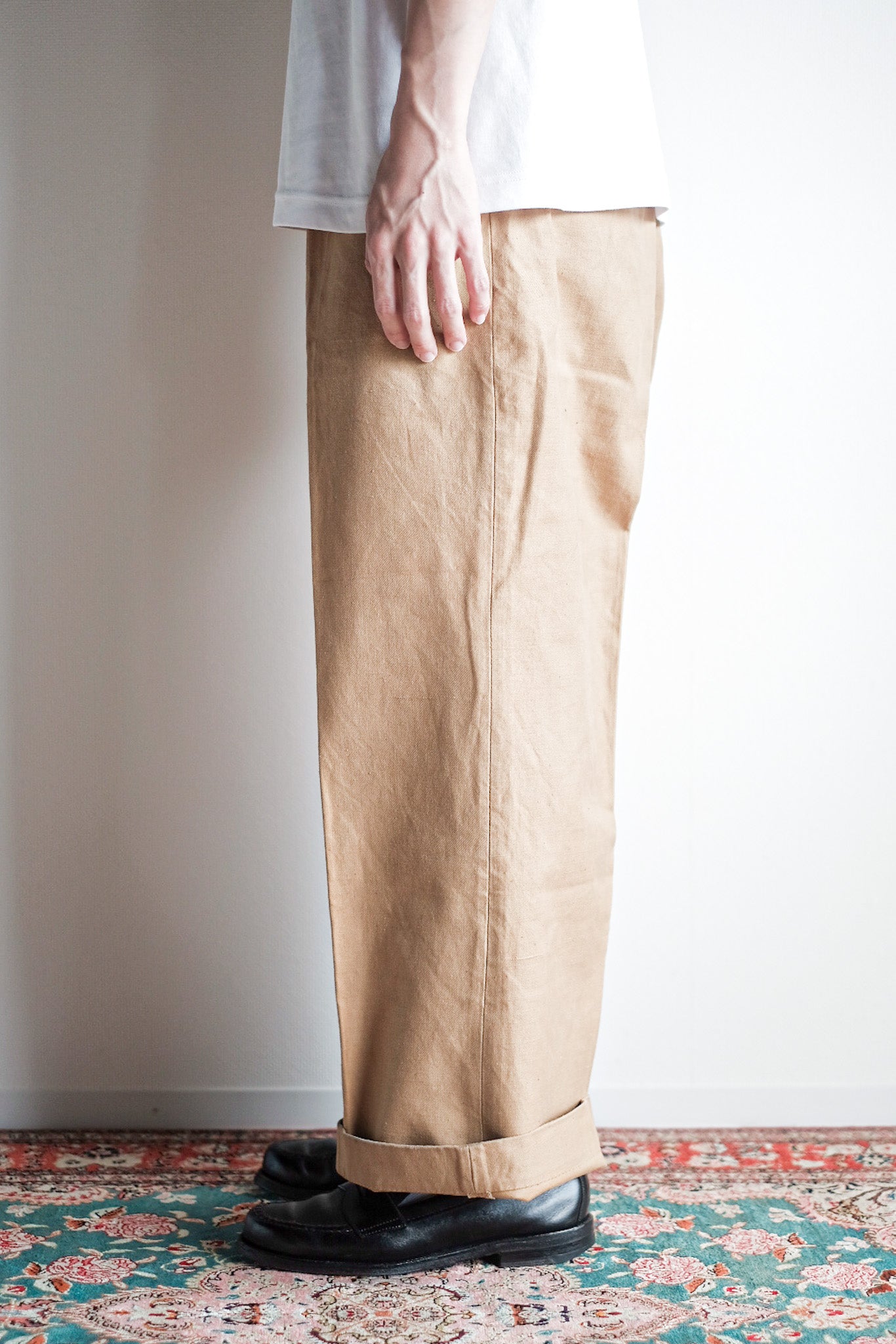 【~50's】French Vintage Cotton Linen Chino Trousers "Garally Lafayette" "Dead Stock"