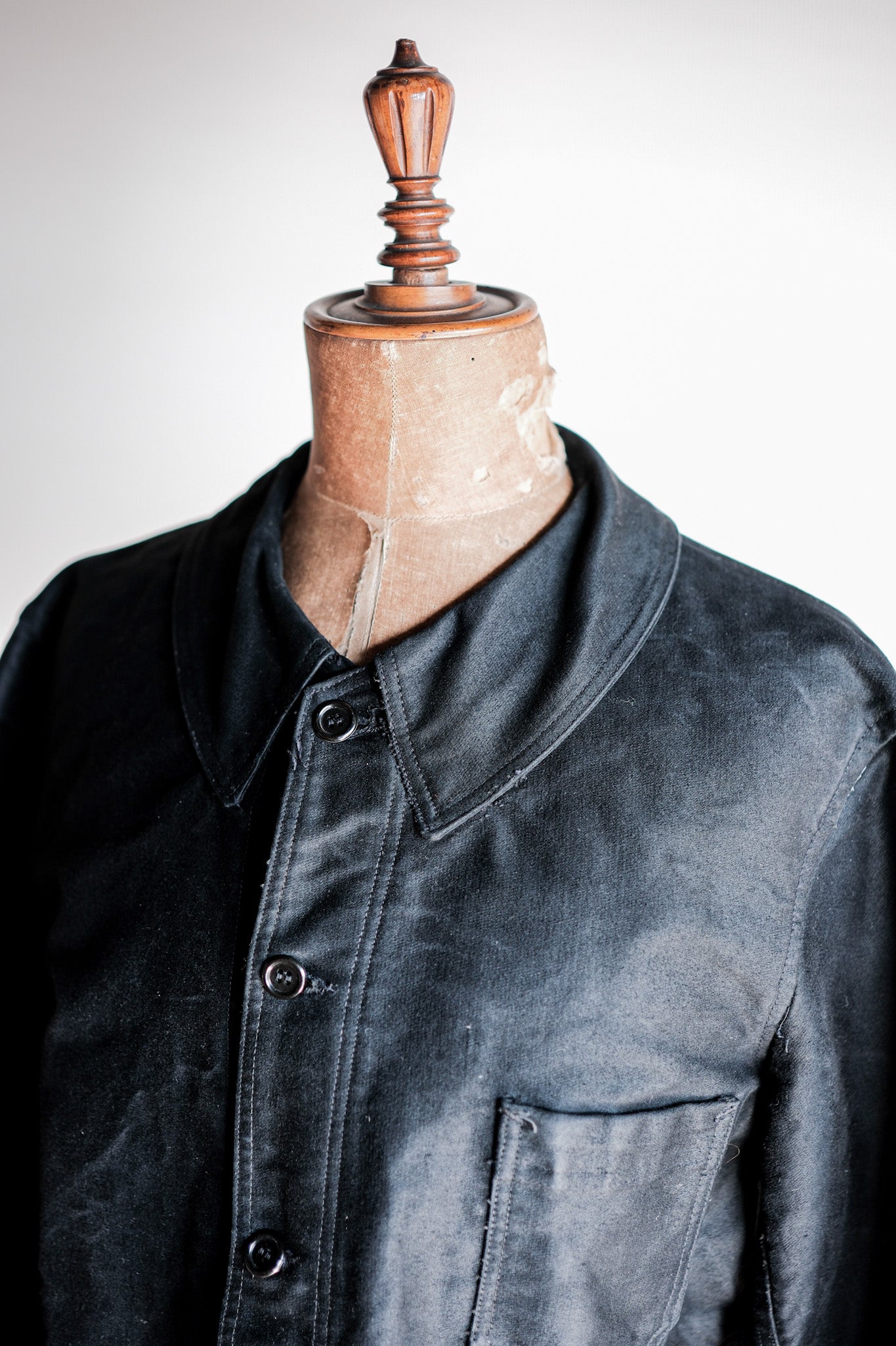 【~50's】French Vintage Black Moleskin Work Jacket