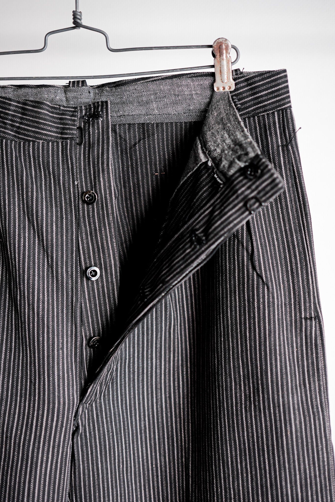 【~40's】French Vintage Cotton Striped Work Pants "Dead Stock"