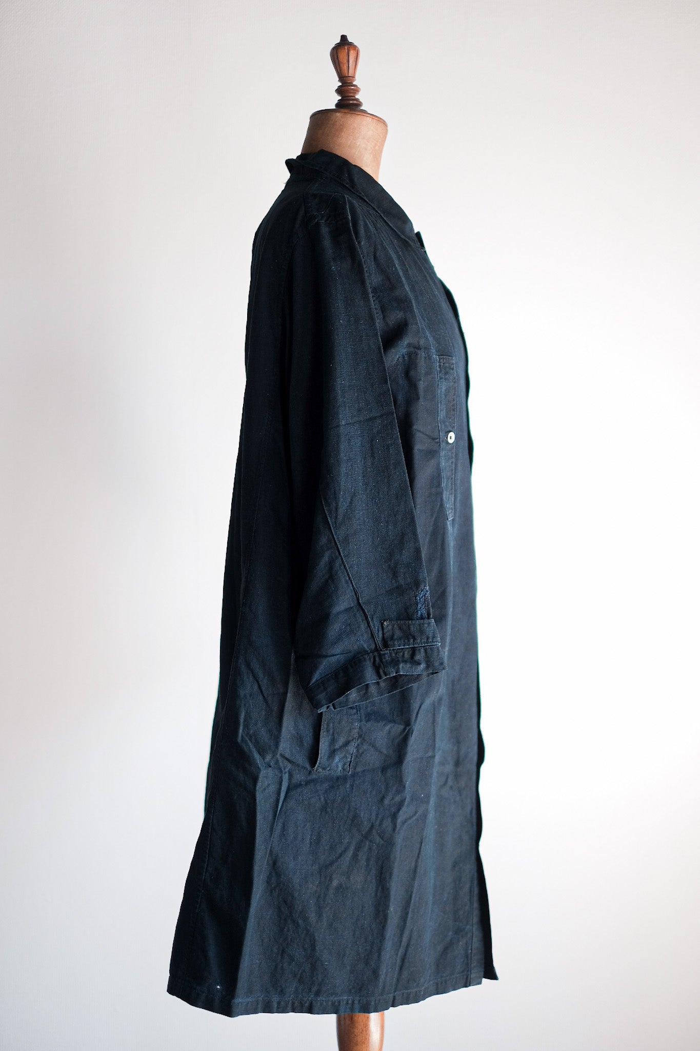 【Early 20th C】French Antique Indigo Metis Smock Open Type "Biaude"