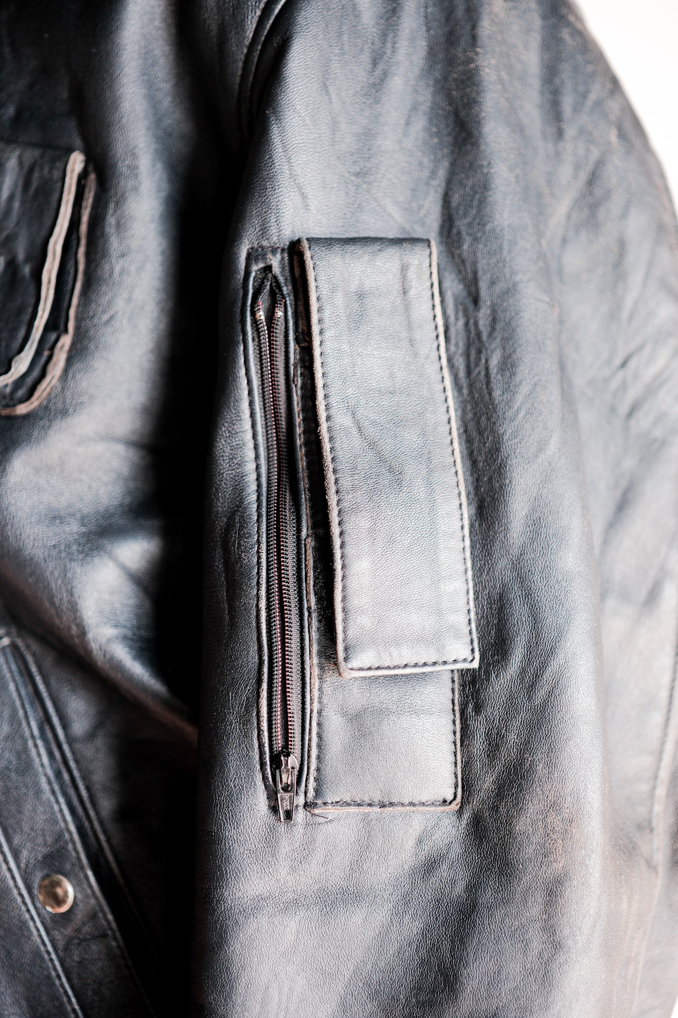 【~70's】French Air Force Pilot Leather Jacket Size.50