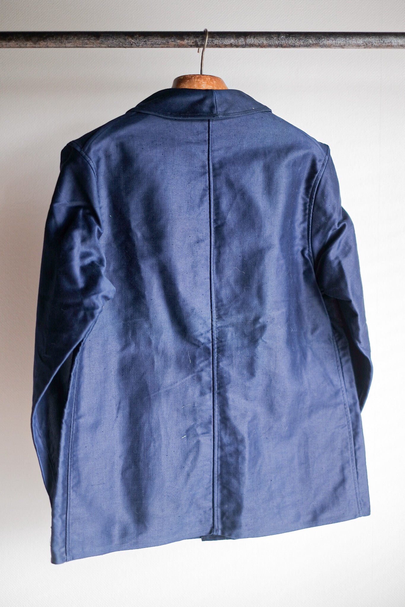 【~40's】French Vintage Blue Moleskin Work Jacket "Le Mont St. Michel" "Dead Stock"