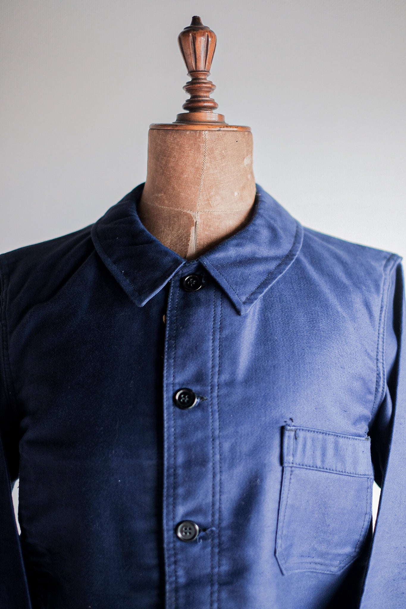 【~40's】French Vintage Blue Moleskin Work Jacket "Dead Stock"