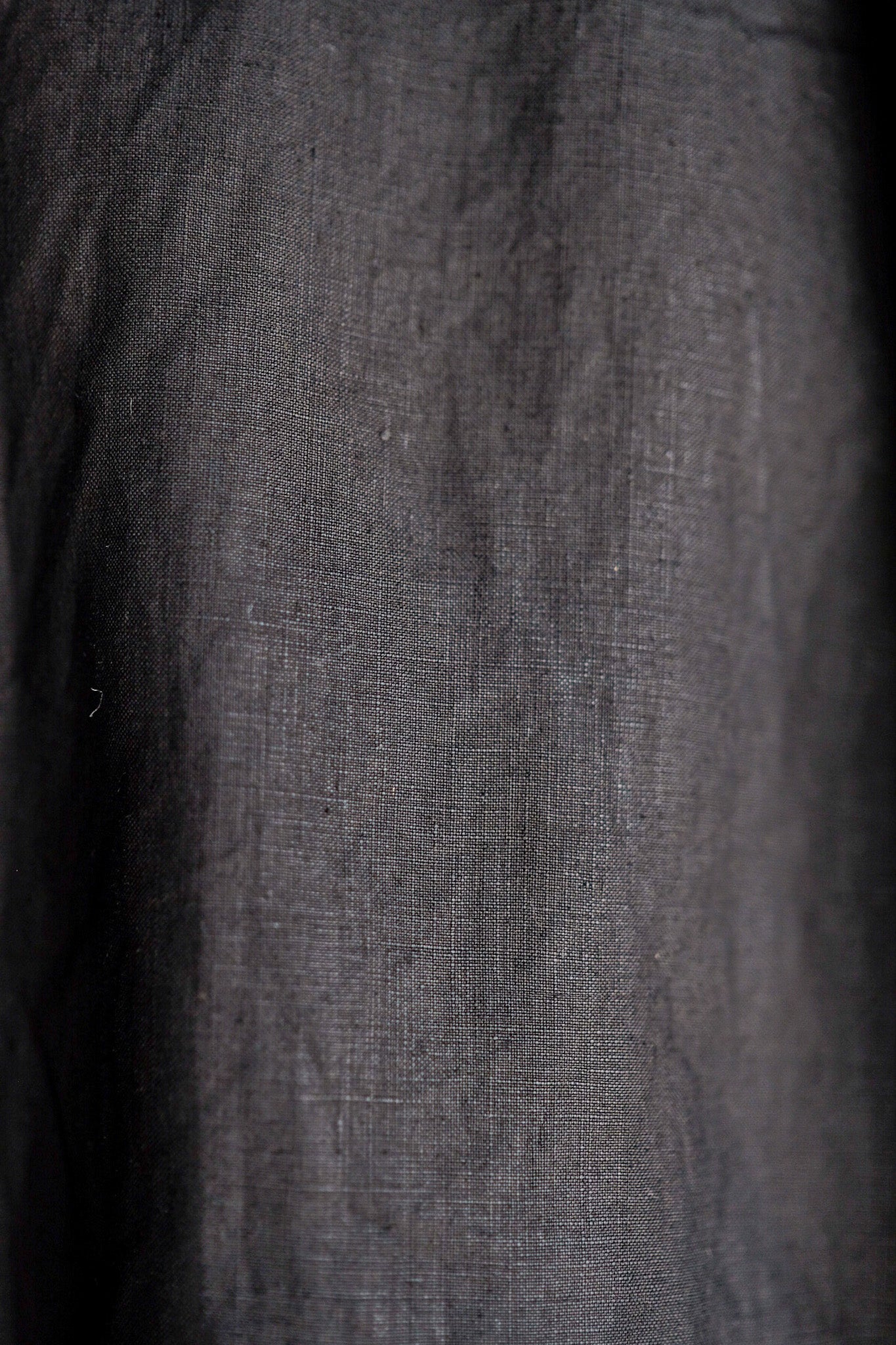 【Early 20th C】French Antique Black Indigo Linen Smock Open Type "Biaude" "Dead Stock"