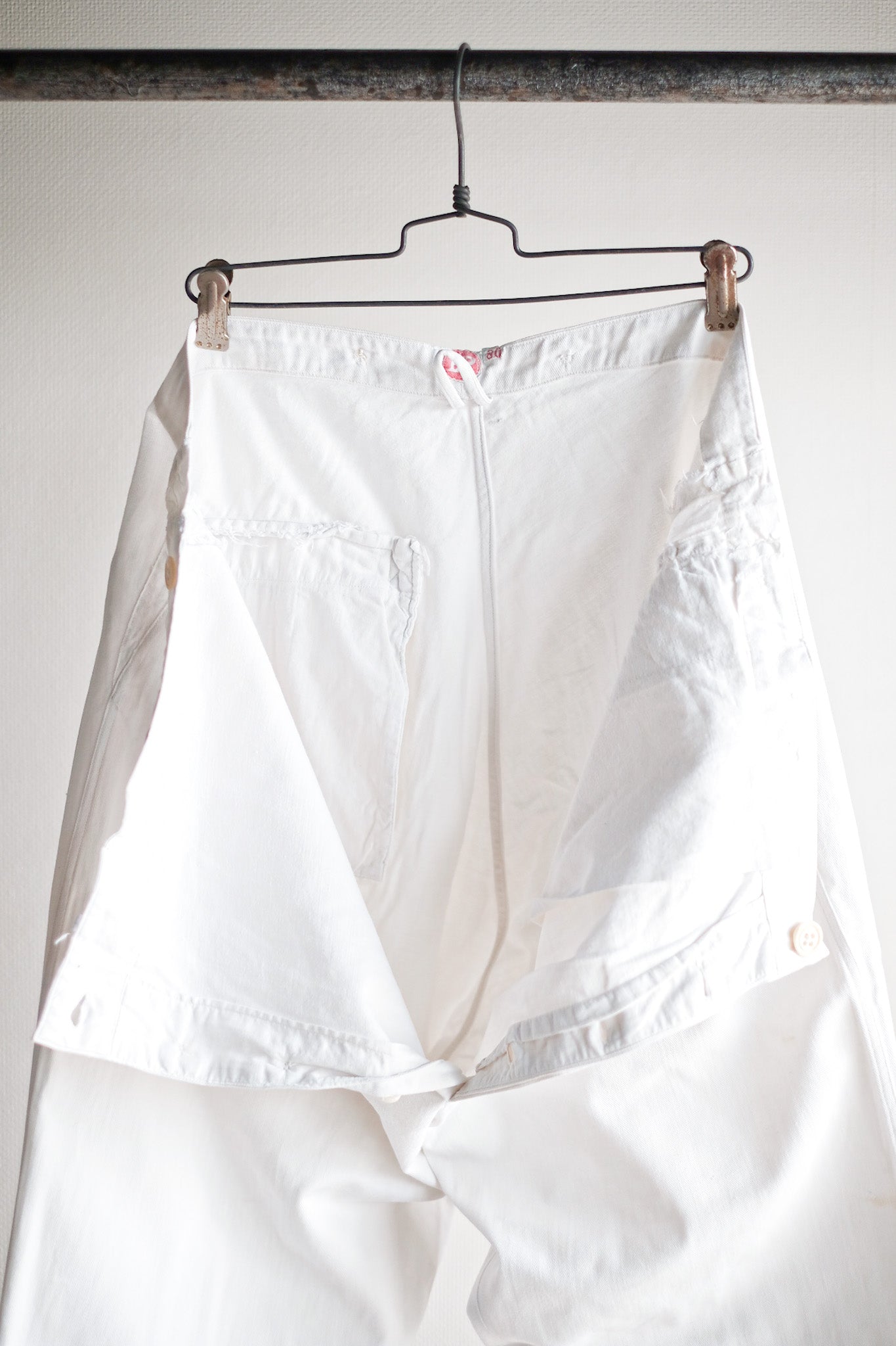 【~40's】German Vintage White Cotton Work Pants
