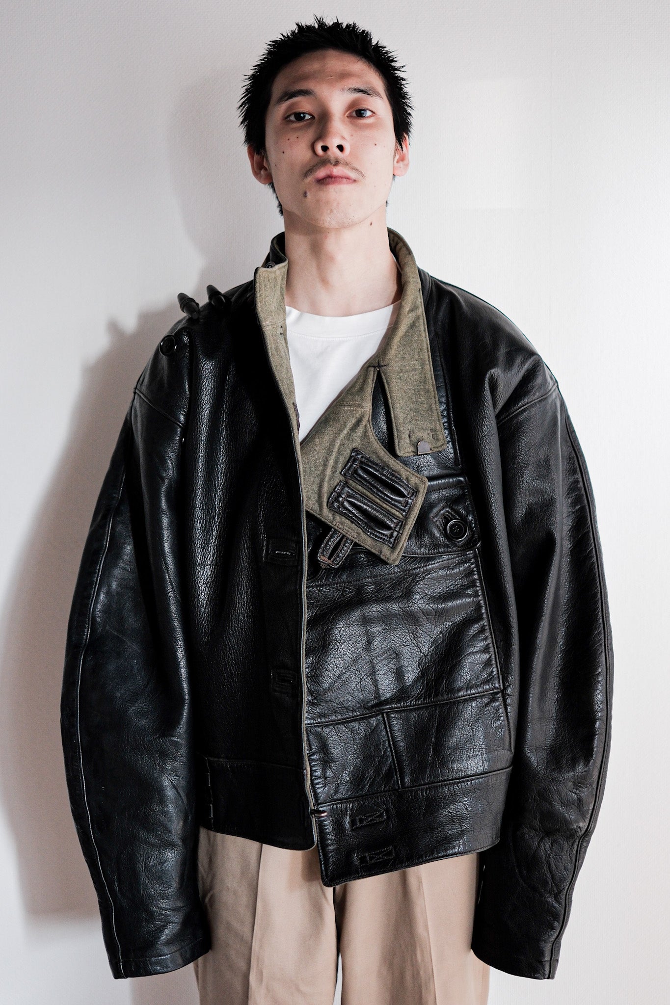 【~50's】Swedish Army Dispatch Rider Leather Motorcycle Jacket