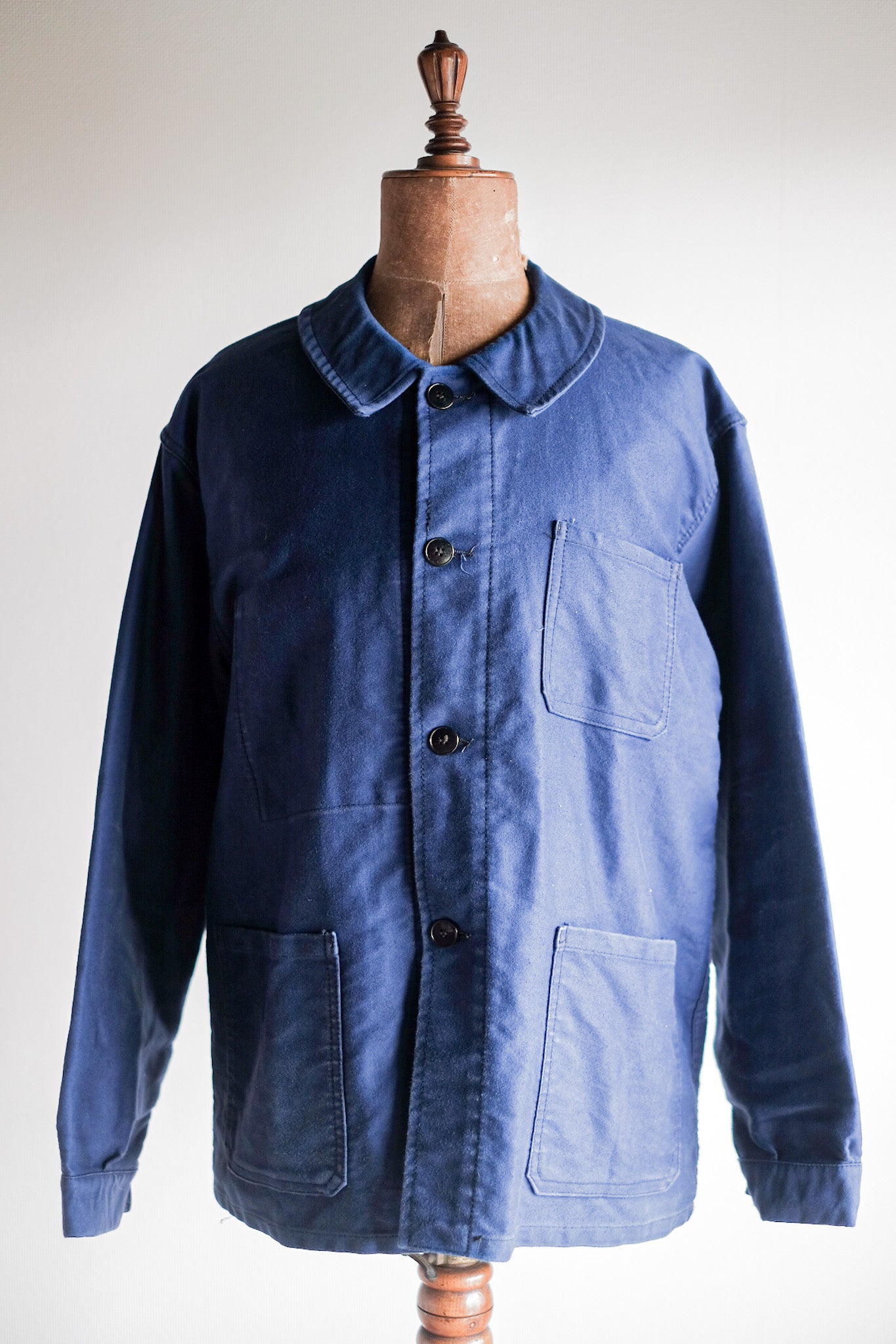 【~60's】French Vintage Blue Moleskin Work Jacket "4 Buttons"