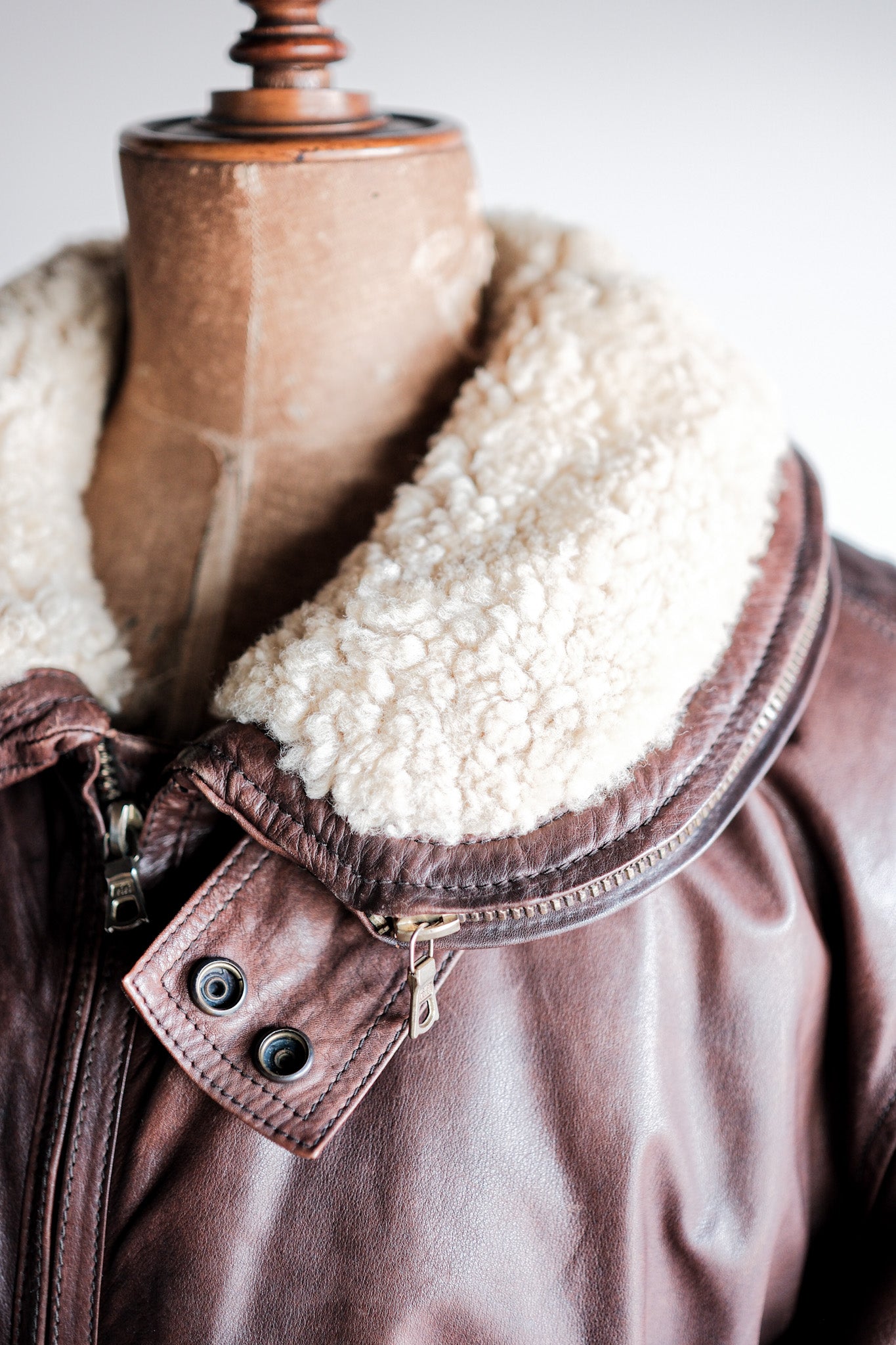 【~80's】Old GIORGIO ARMANI Aviator Style Leather Coat Size.48