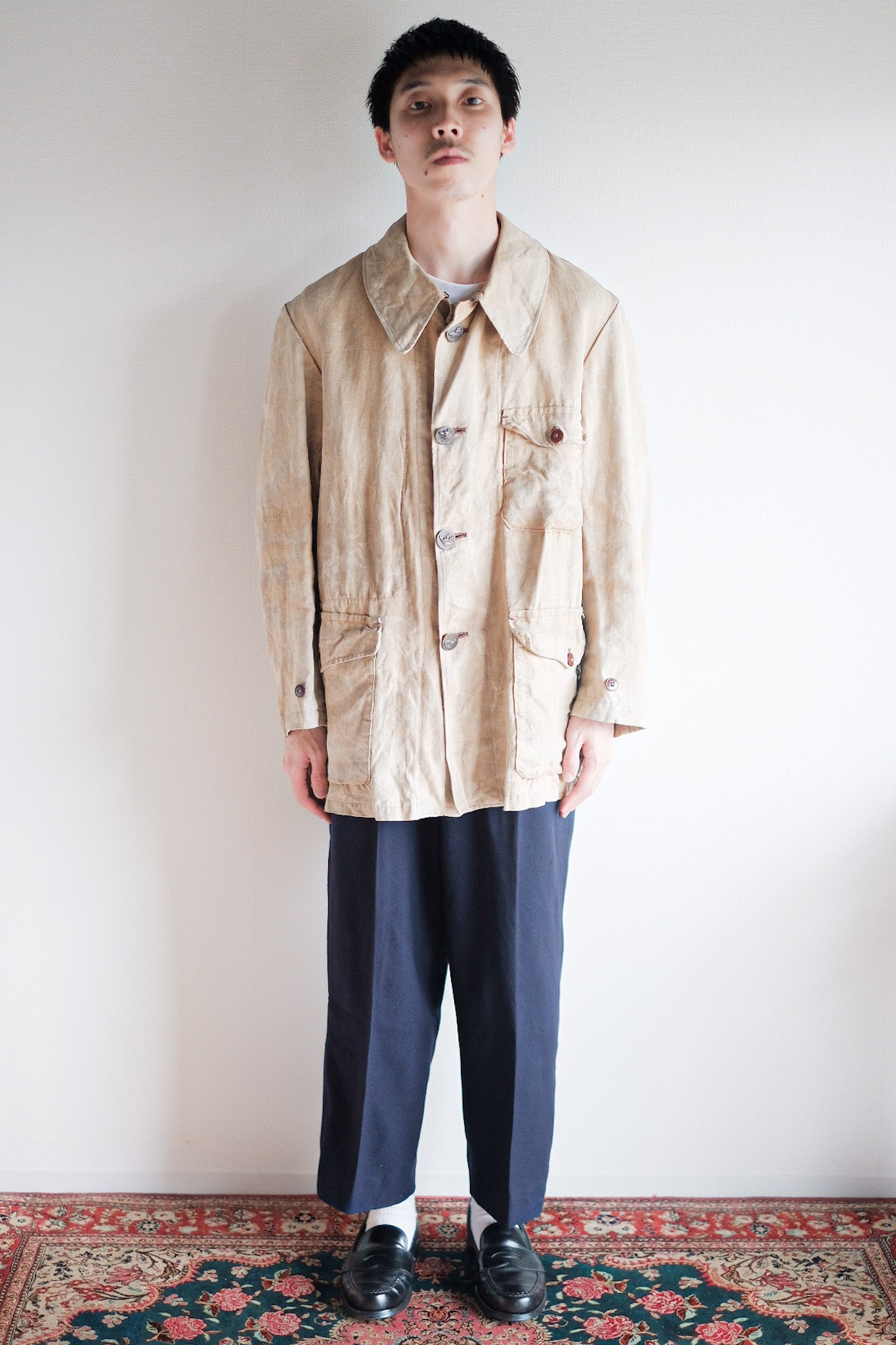【~30's】French Vintage Linen Hunting Jacket
