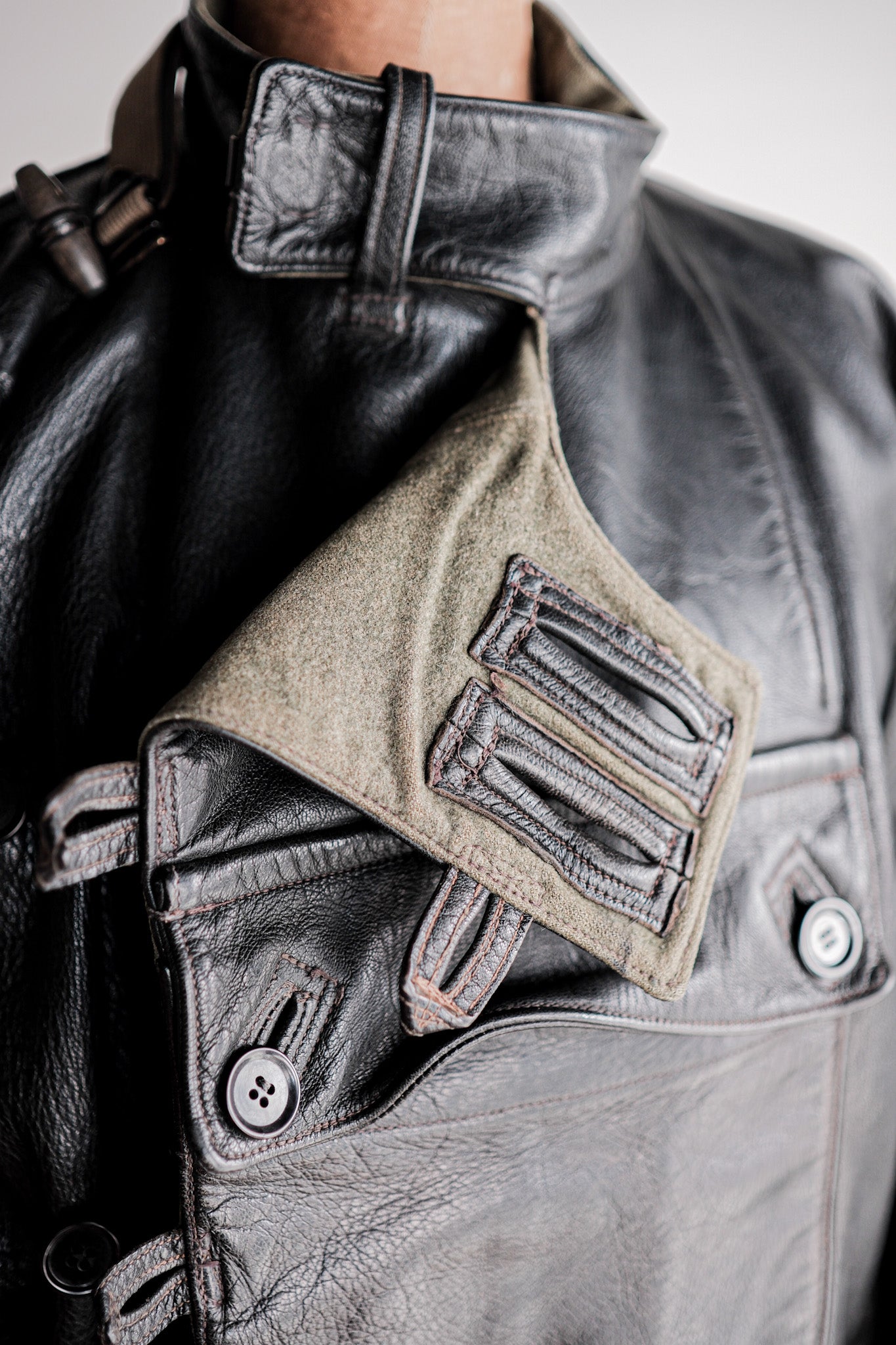 【~50's】Swedish Army Dispatch Rider Leather Motorcycle Jacket