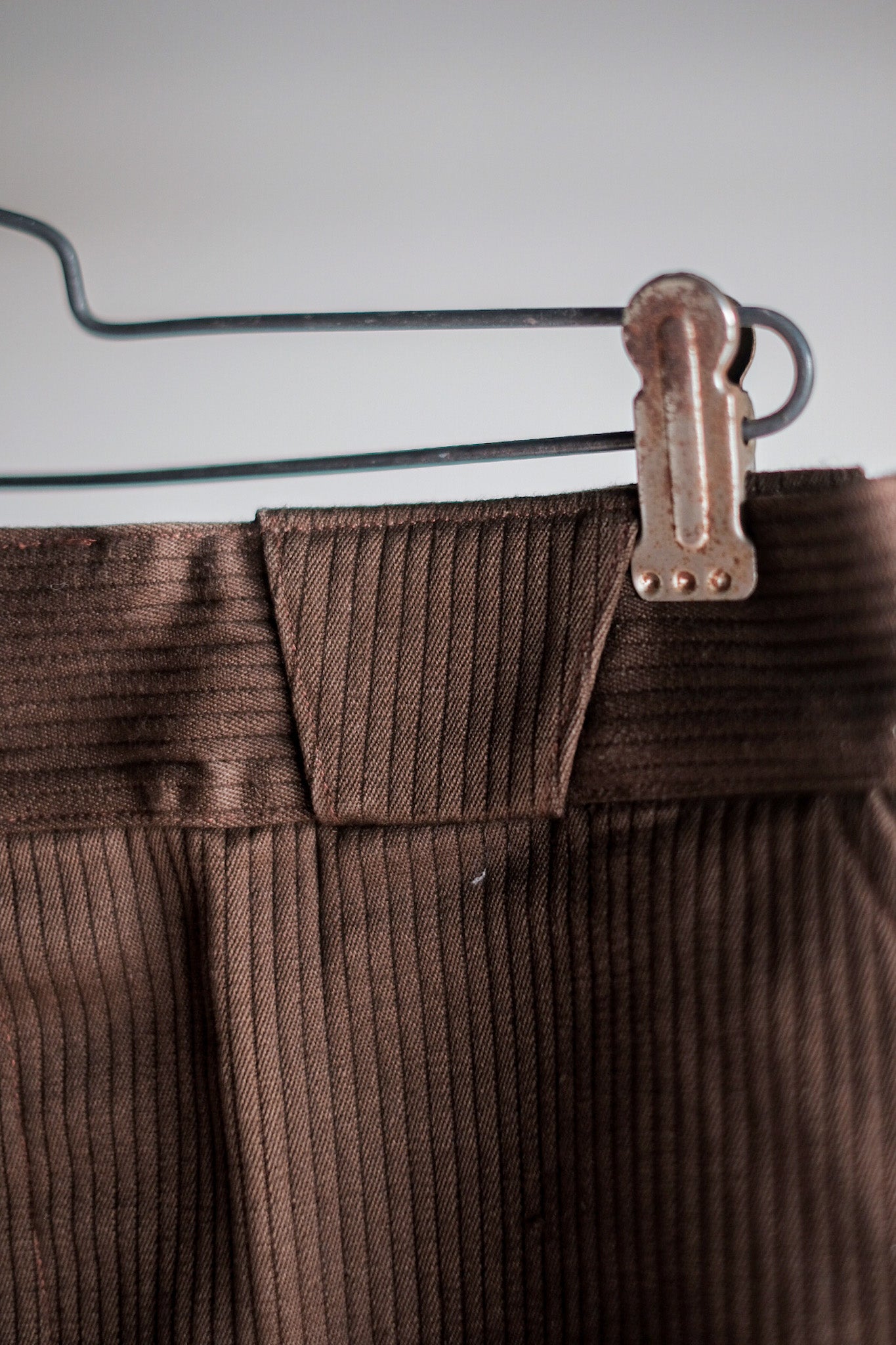 【~50's】French Vintage Brown Cotton Pique Work Pants "Dead Stock"