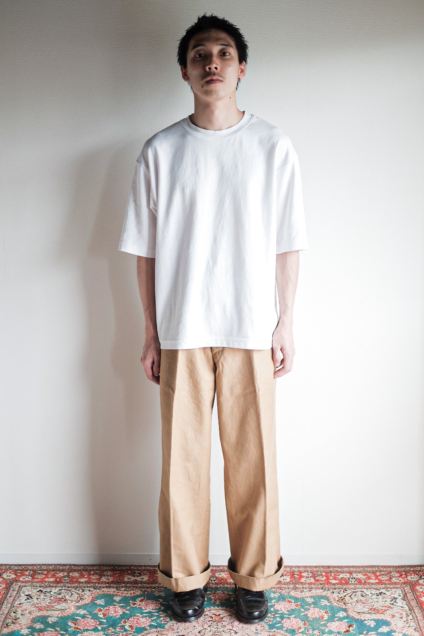 【~50's】French Vintage Cotton Linen Chino Trousers "Garally Lafayette" "Dead Stock"