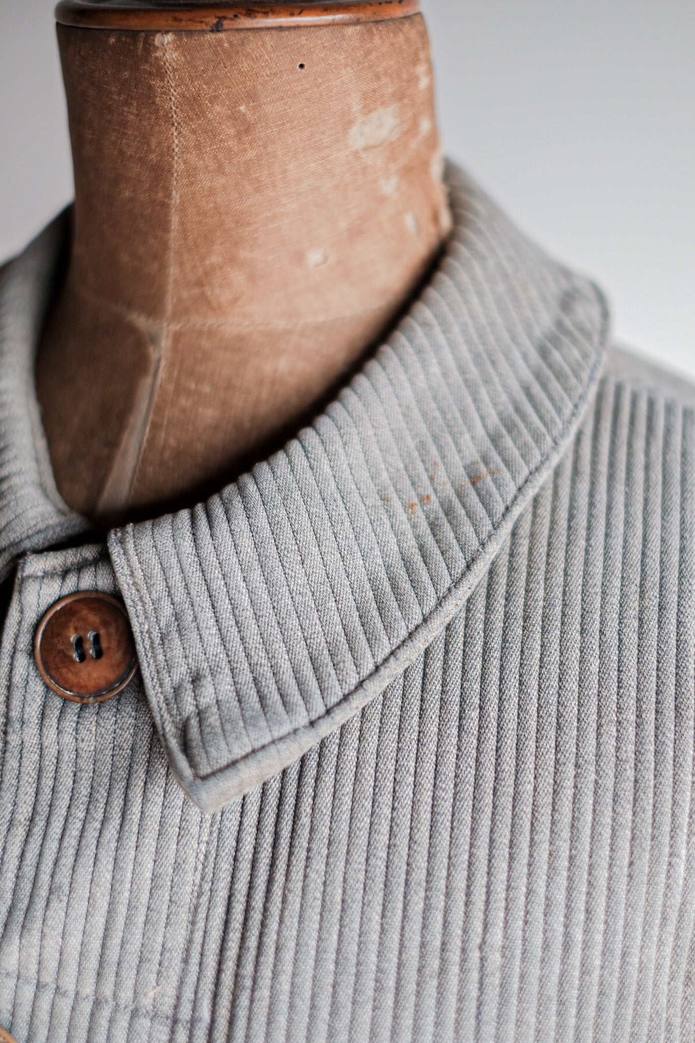 【~40's】French Vintage Gray Cotton Pique Hunting Jacket