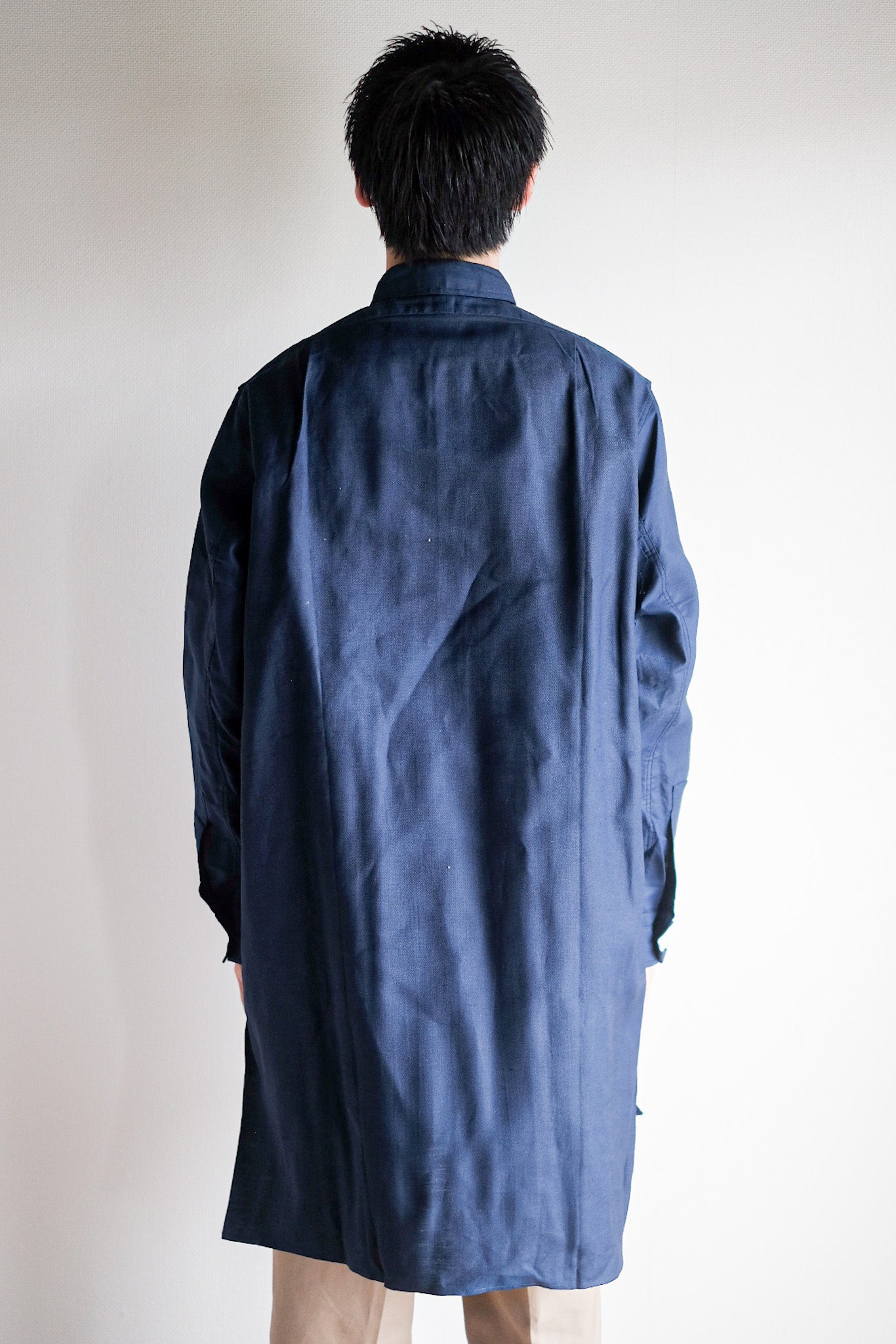【~40's】French Vintage Indigo Metis Grandpa Shirt "Dead Stock"