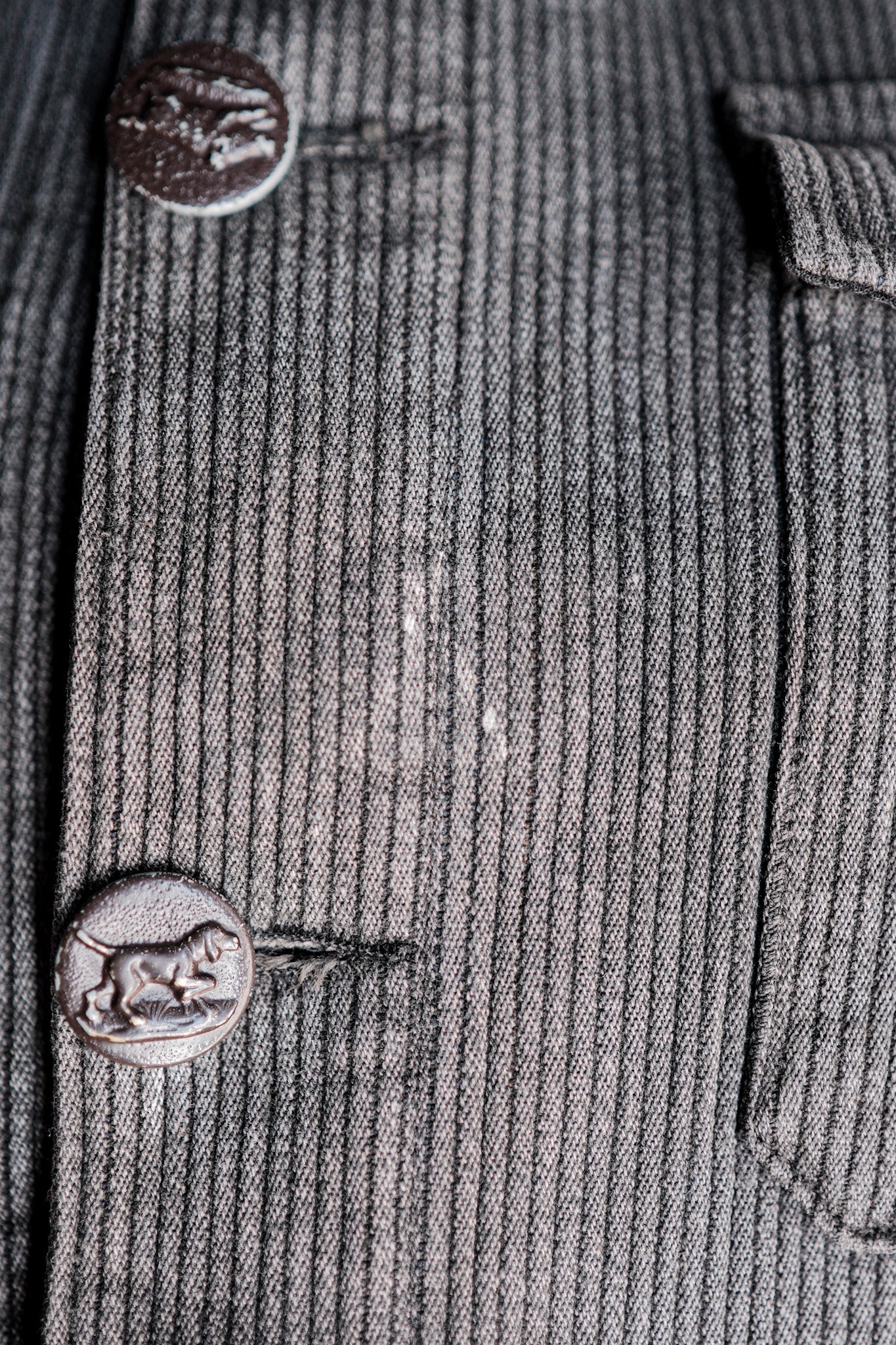【~50's】French Vintage Gray Cotton Pique Hunting Jacket