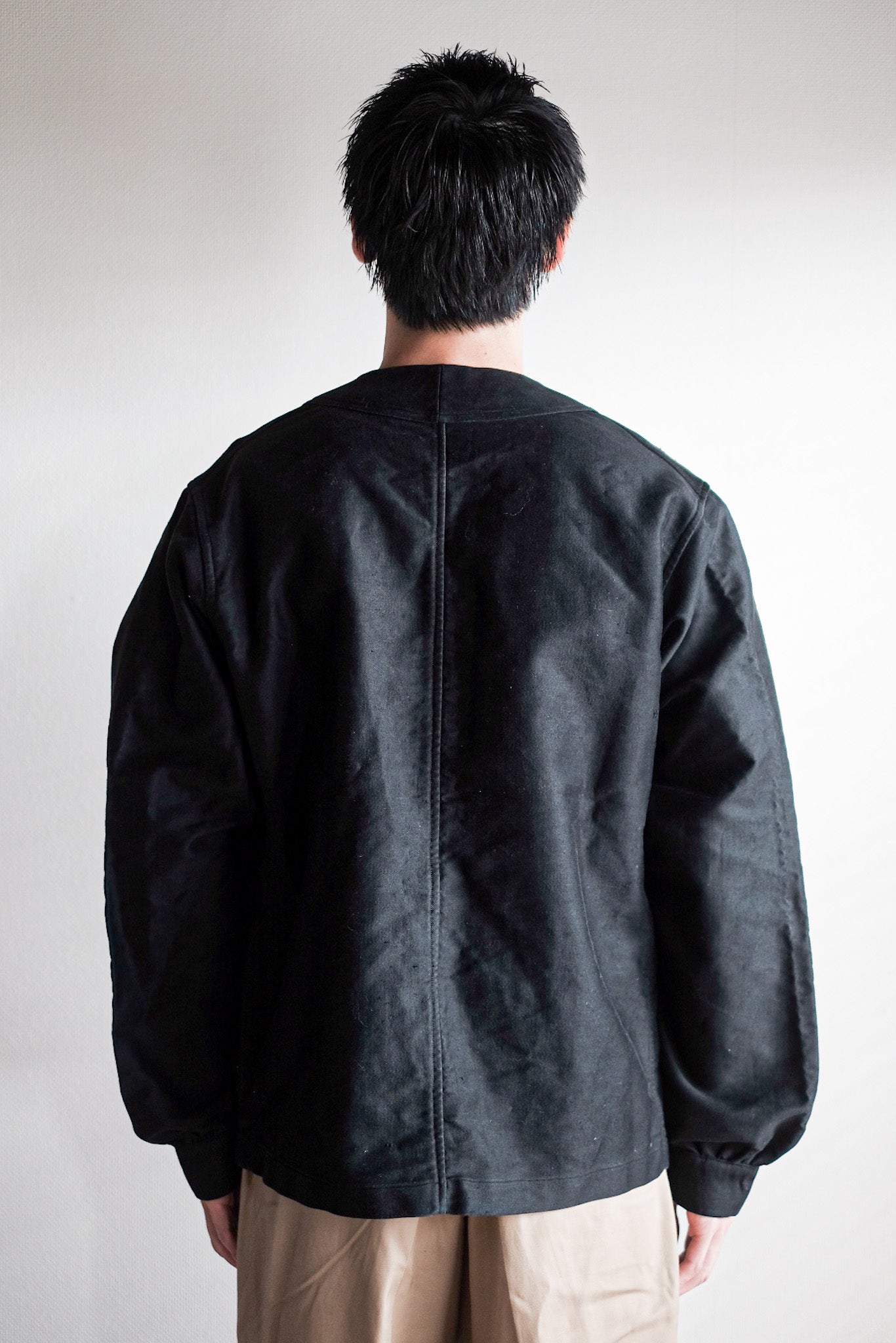 【~20's】French Vintage Black Moleskin Work Jacket "6 Buttons" "Dead Stock"