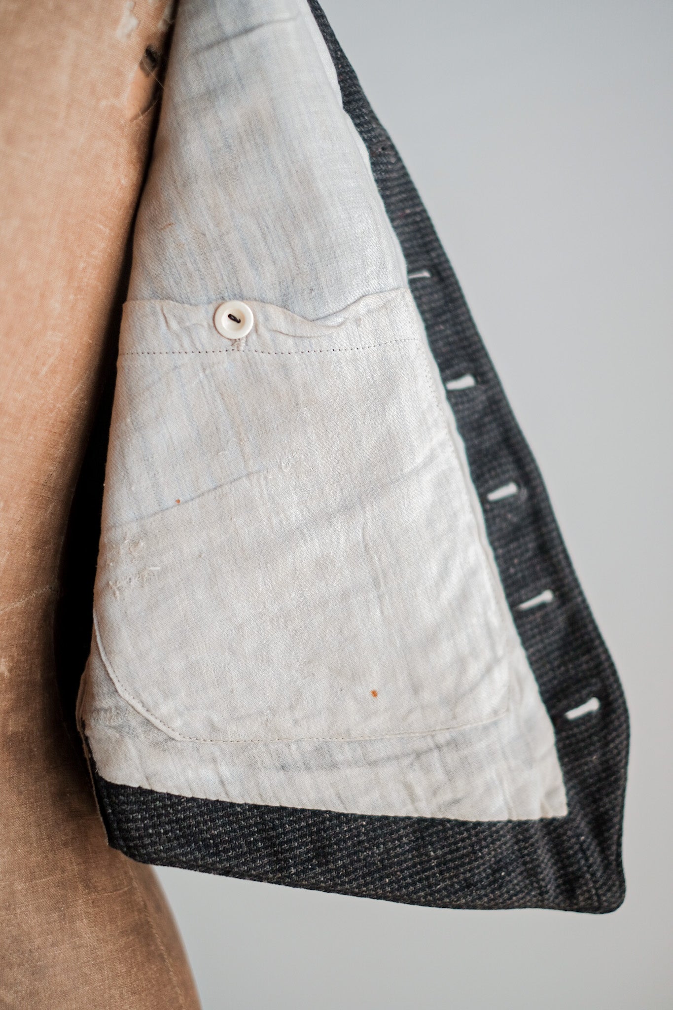 【~30's】French Vintage Gray Wool Work Gilet