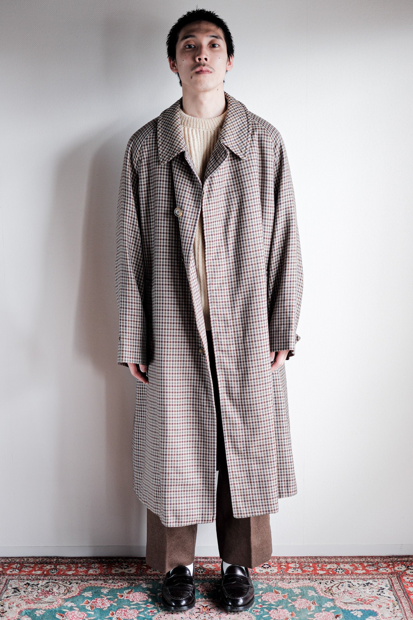 【~80's】Vintage Burberry's Single Raglan Wool Balmacaan Coat Size.56REG