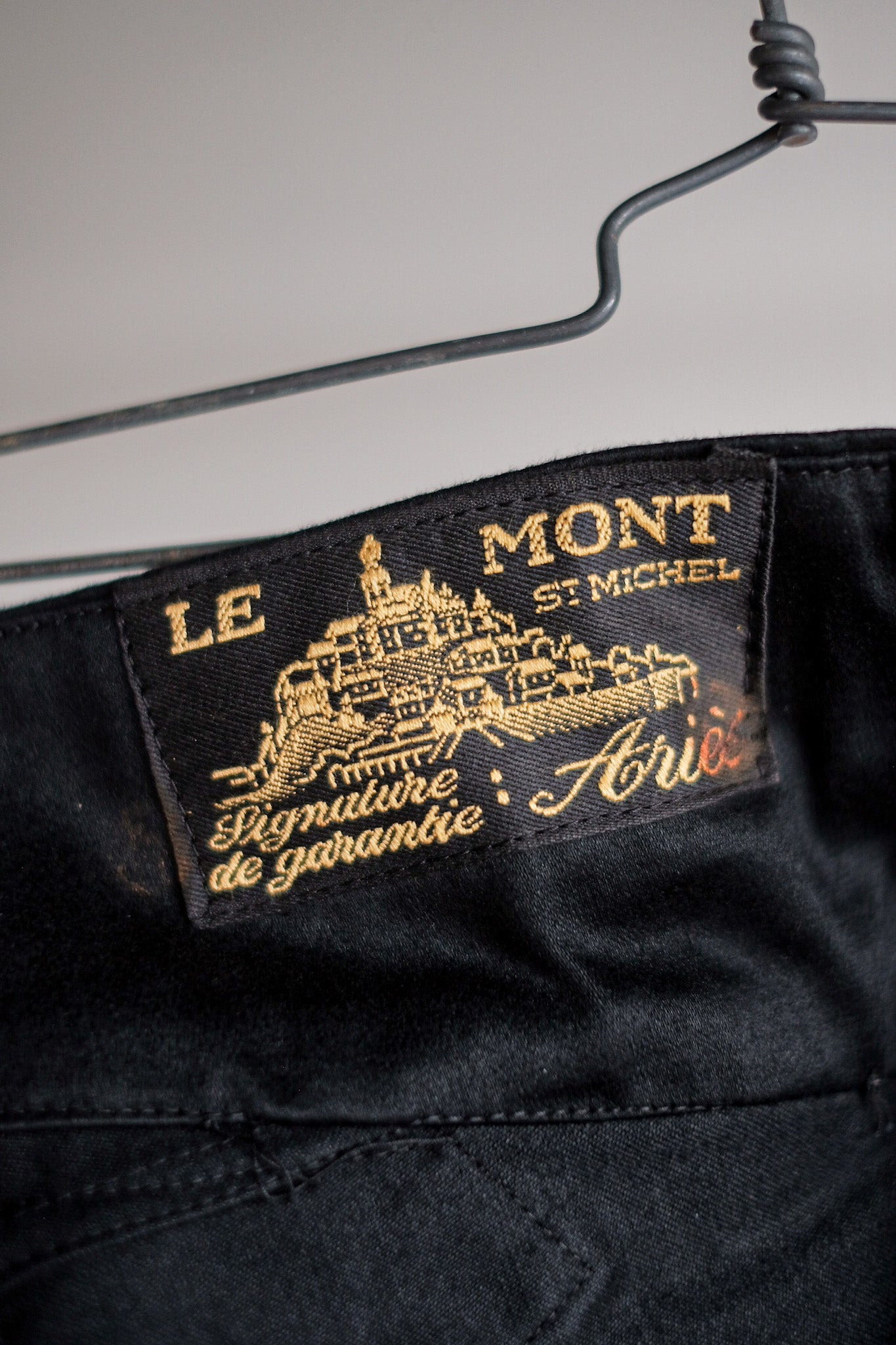 【~30's】French Vintage Black Moleskin Work Pants "Le Mont St. Michel" "Dead Stock"