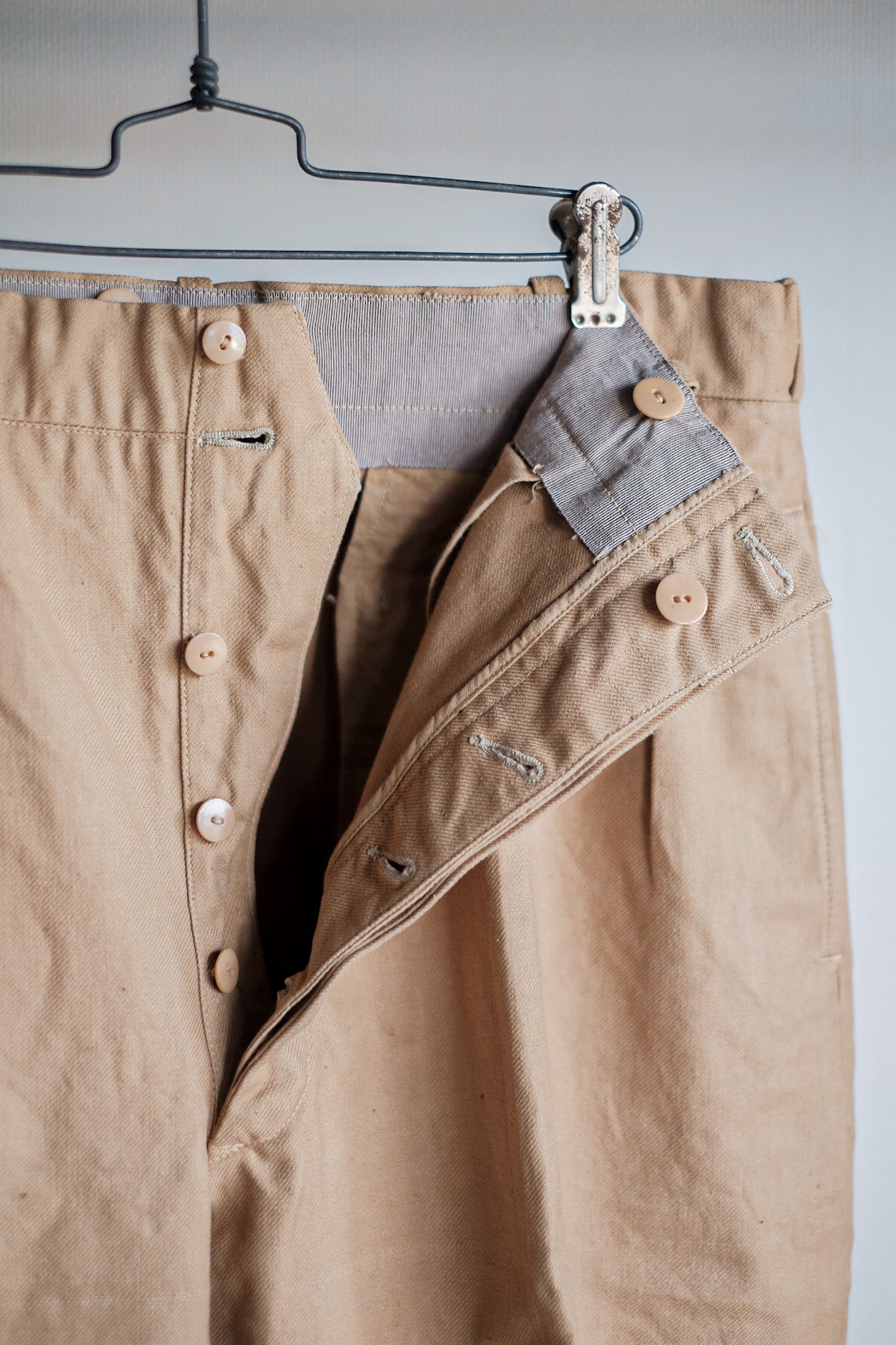【~50's】French Vintage Cotton Linen Chino Trousers "Garally Lafayette" "Dead Stock"