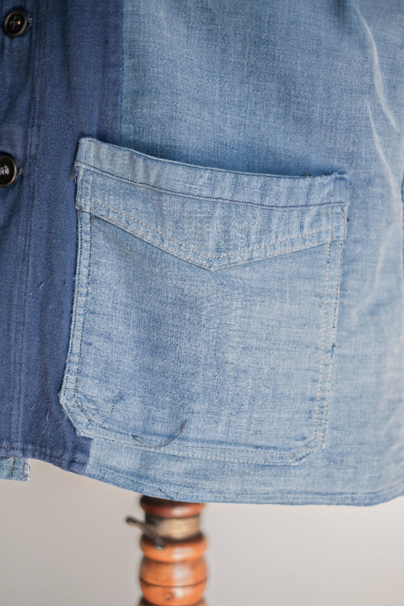 【~40's】French Vintage Blue Moleskin Work Jacket "Le Mont St. Michel"