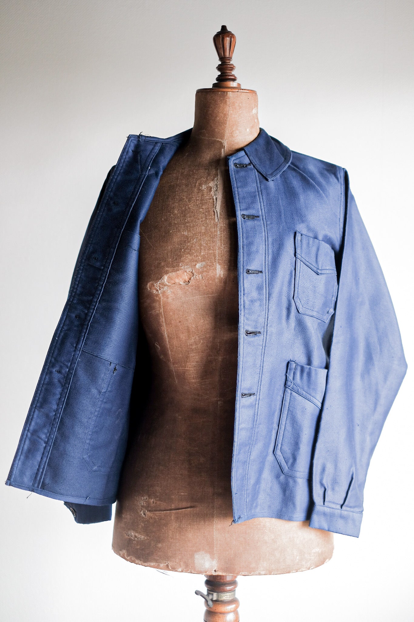 【~40's】French Vintage Blue Moleskin Work Jacket "Dead Stock"