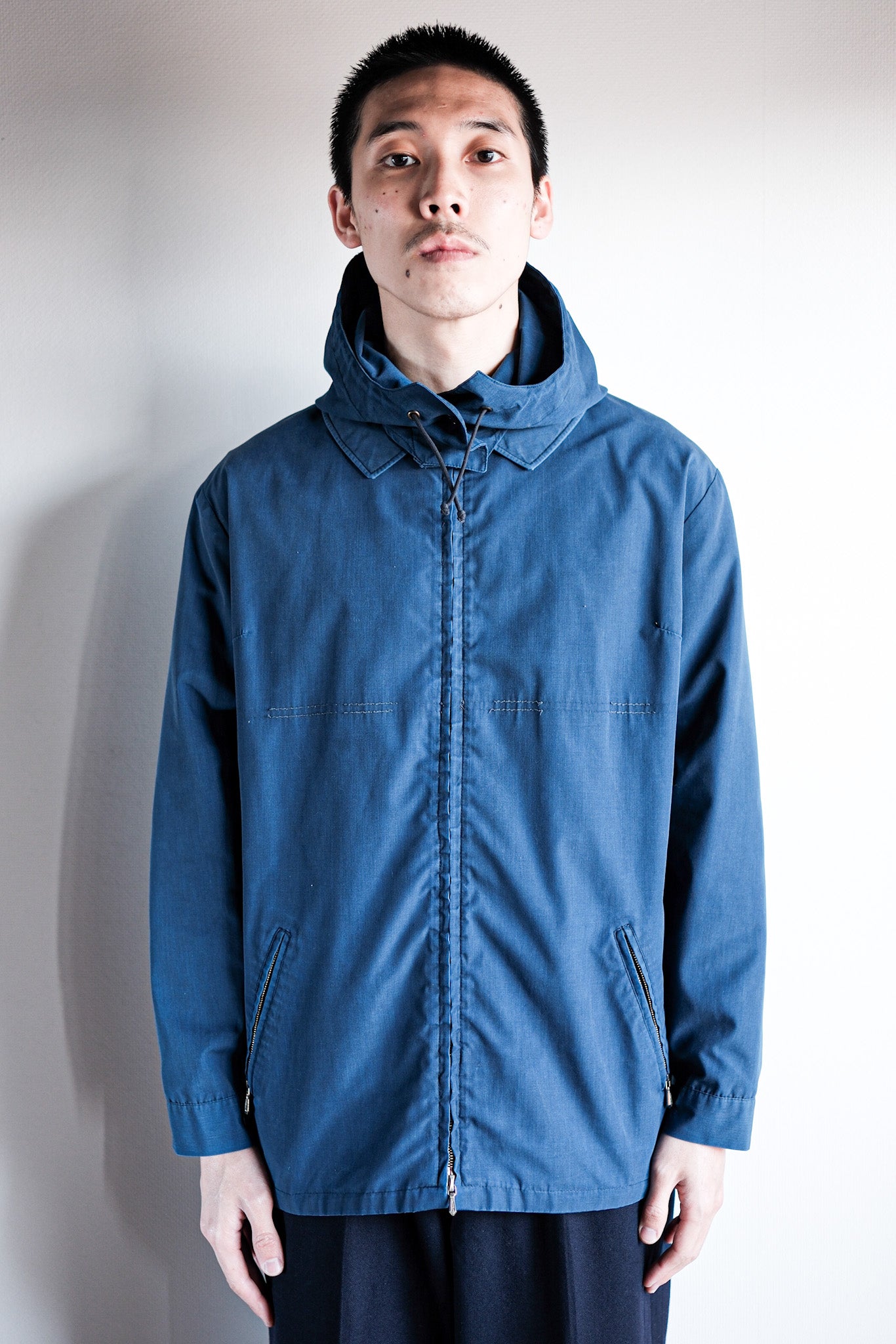 【~50's】German Vintage Blue Cotton × Polyester Hooded Jacket