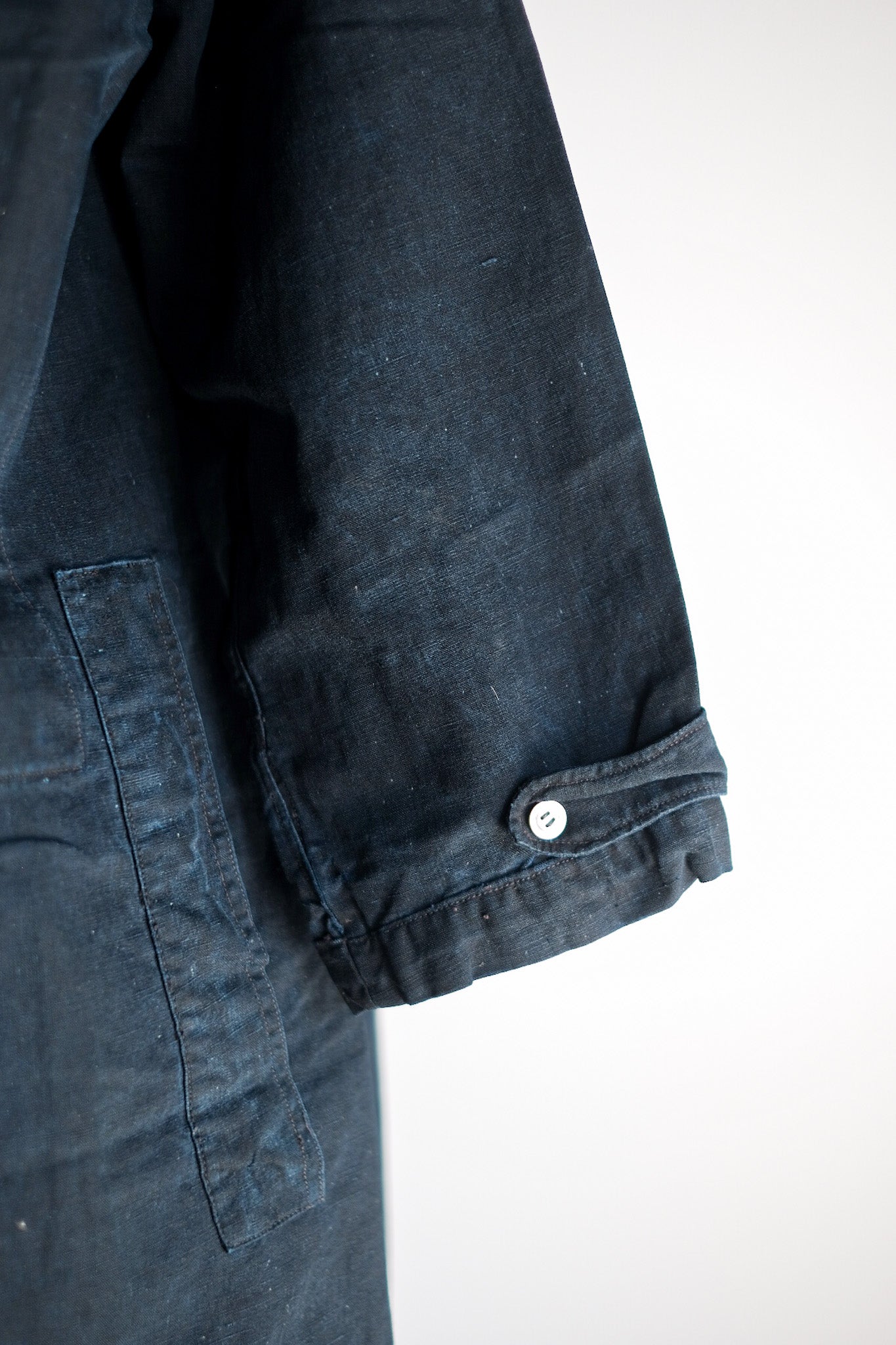 【Early 20th C】French Antique Indigo Metis Smock Open Type "Biaude"