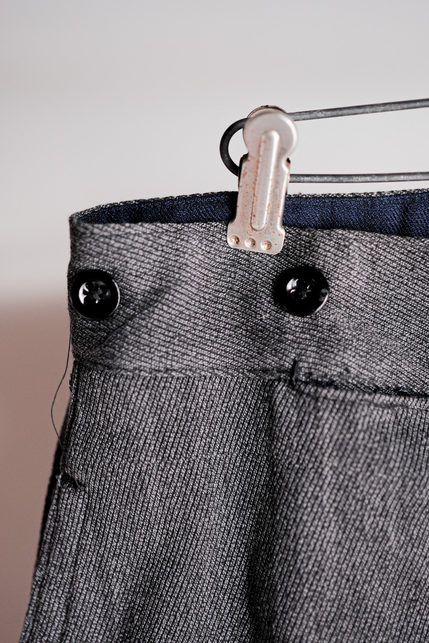 【~30's】French Vintage Salt & Pepper Cotton Twill Work Pants "Dead Stock"