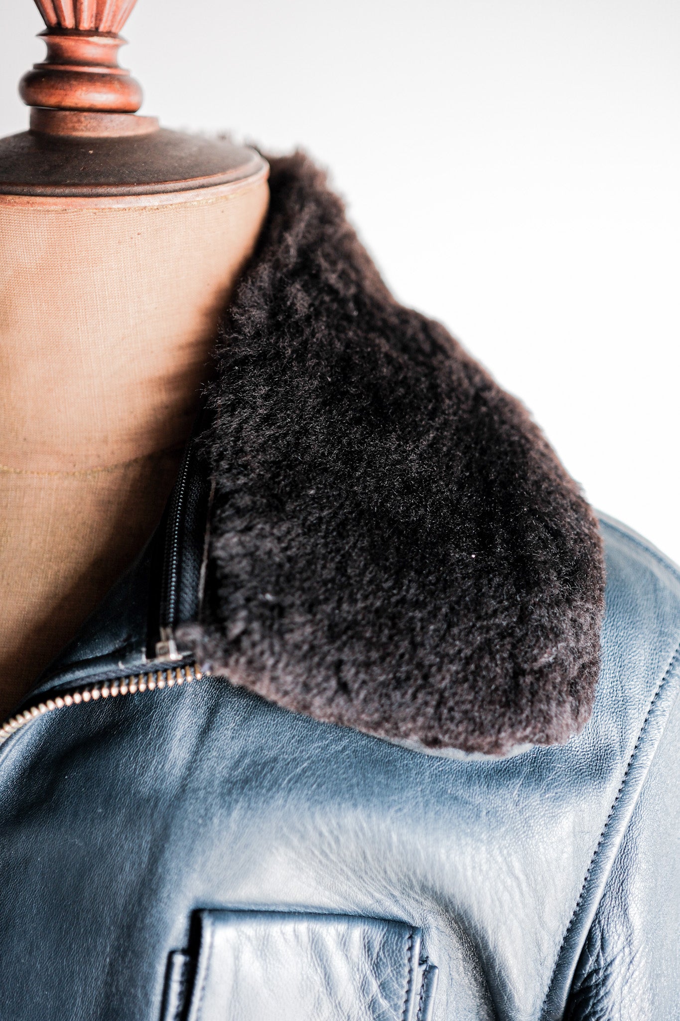 【~70's】French Air Force Pilot Leather Jacket Size.44