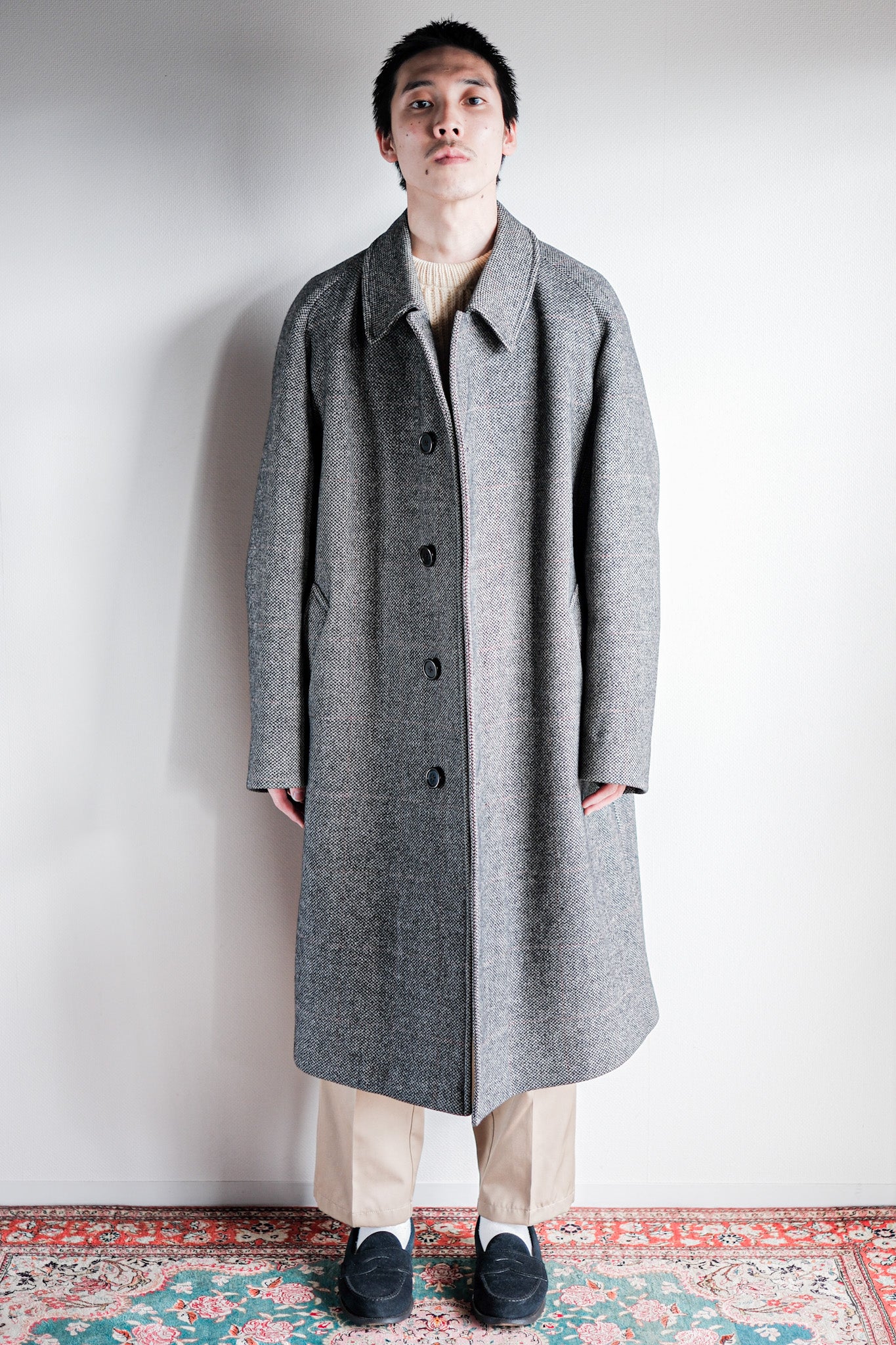 【~70's】Vintage Aquascutum Single Raglan Balmacaan Coat "SCOTTISH TWEED"