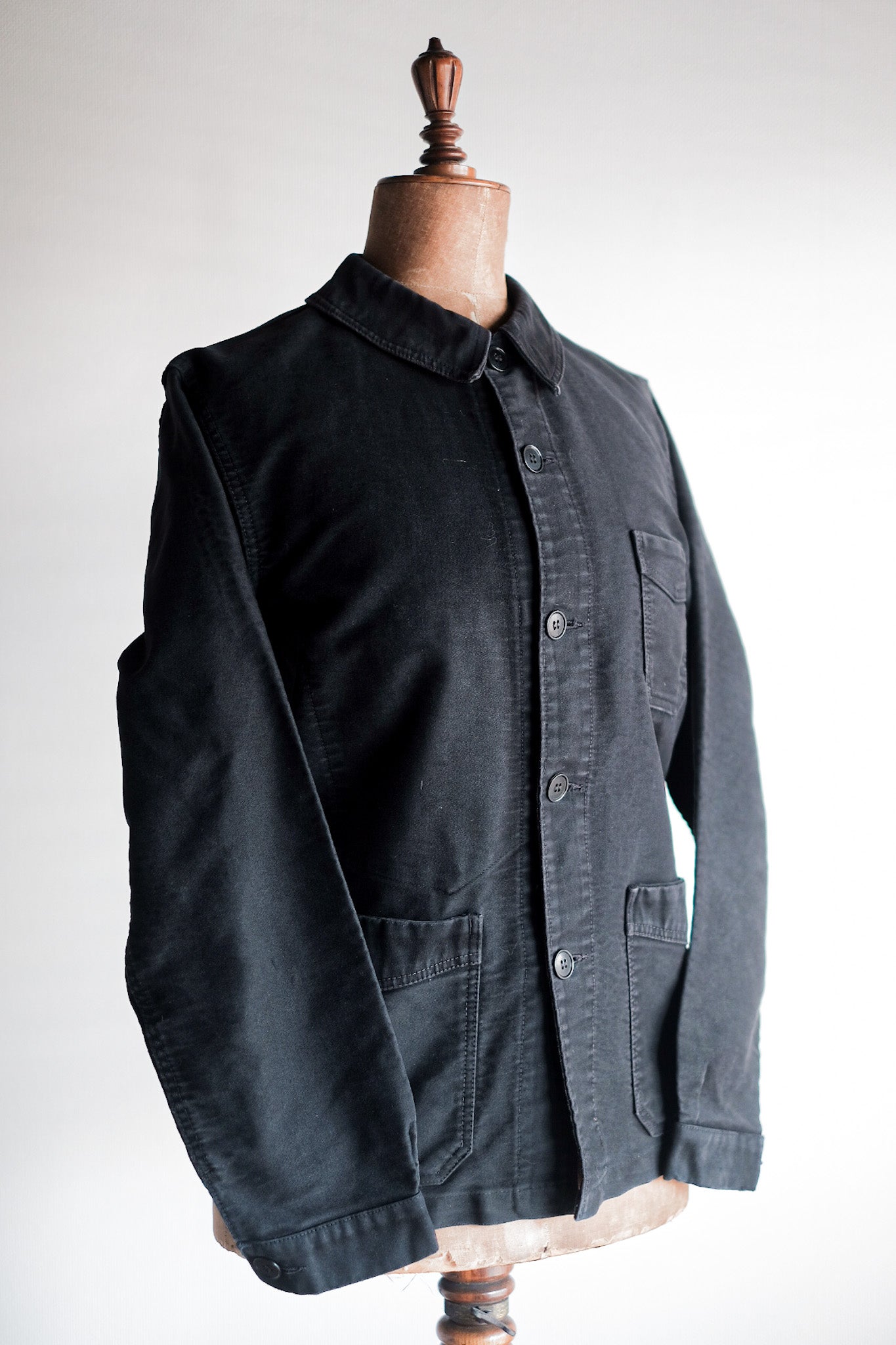 【~50's】French Vintage Black Moleskin Work Jacket