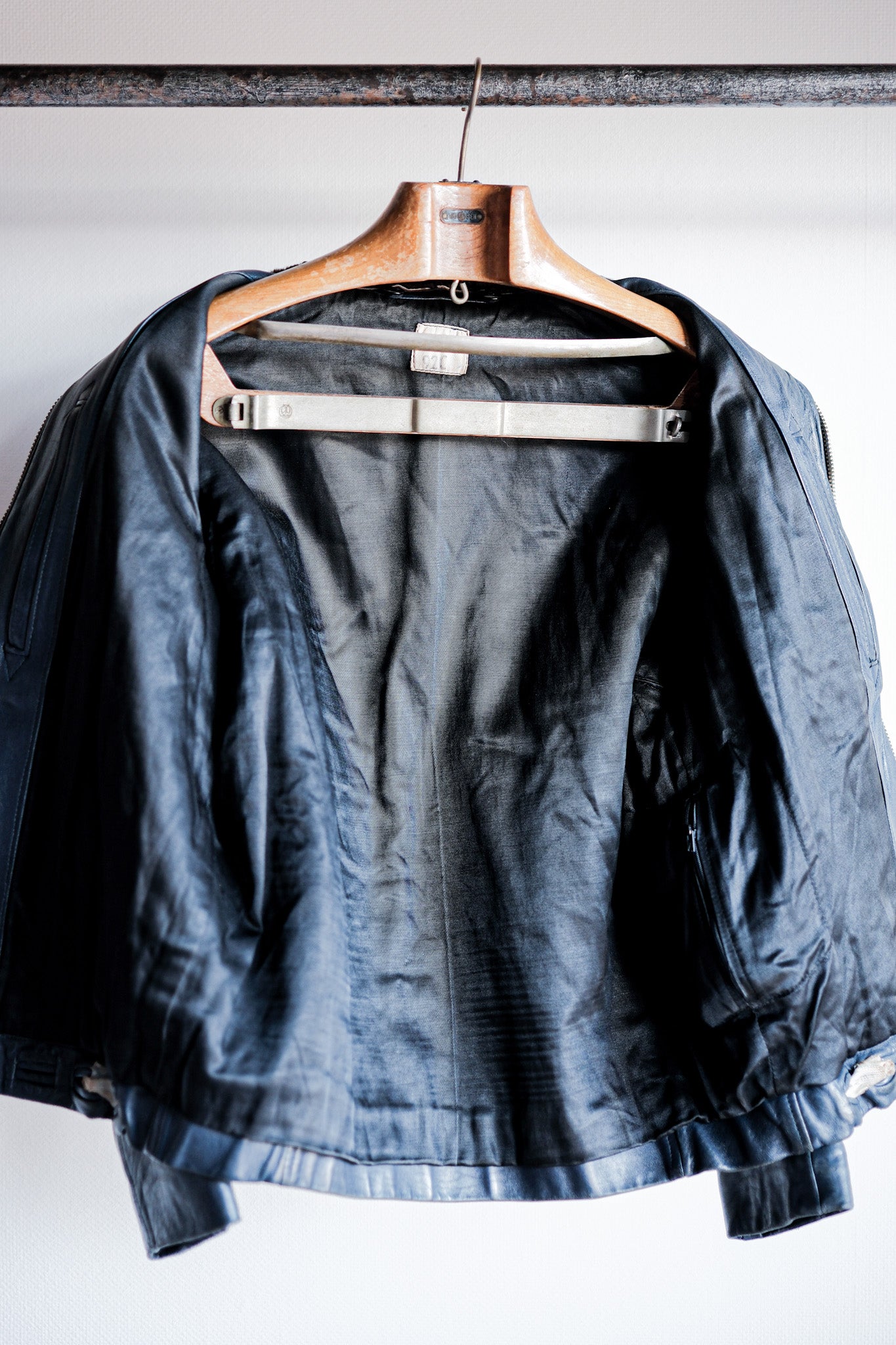 【~70's】French Air Force Pilot Leather Jacket Size.92C