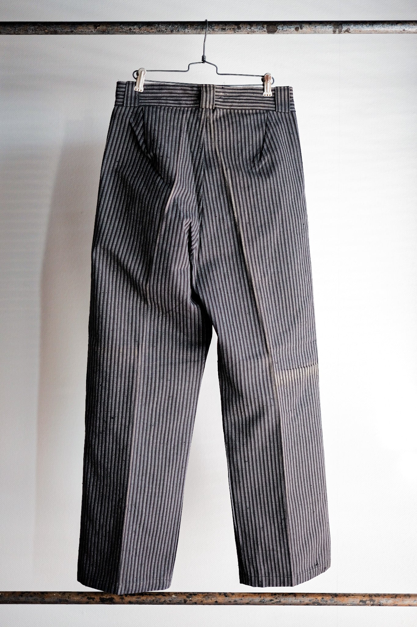 【~40's】French Vintage Cotton Striped Work Pants "Dead Stock"