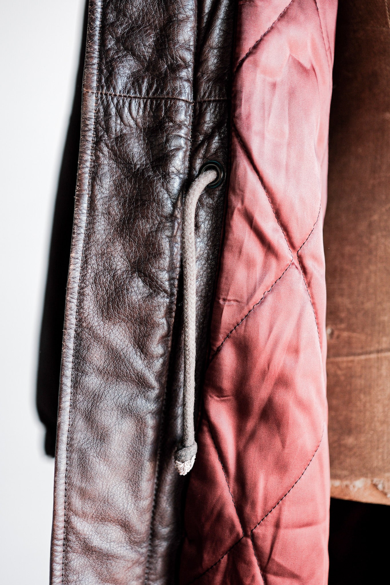 【~80's】Old GIORGIO ARMANI Aviator Style Leather Coat Size.48