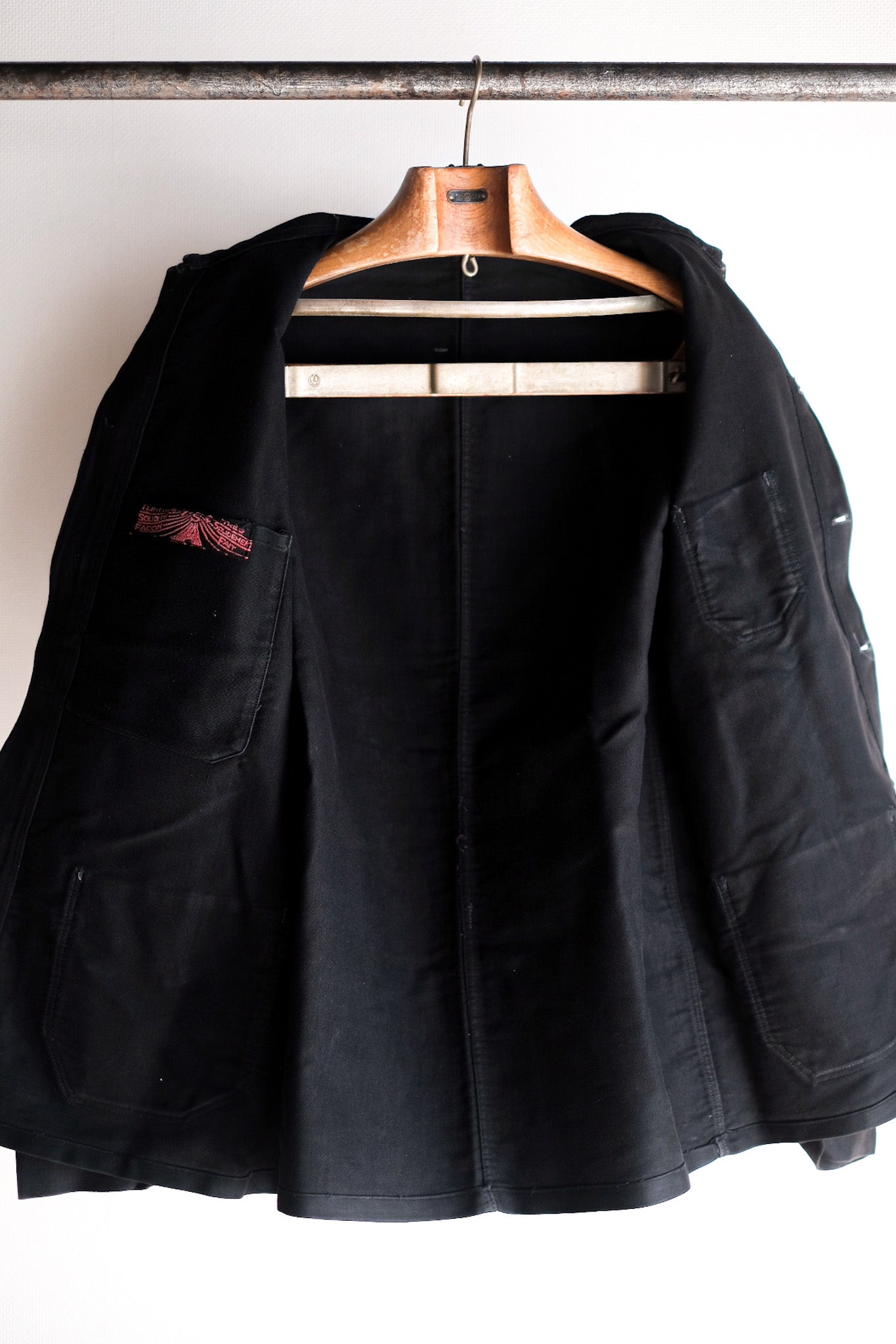 【~30's】French Vintage Black Moleskin Work Jacket