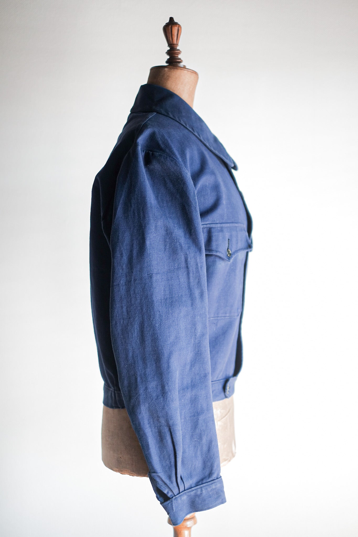 【~40's】French Vintage Blue Cotton Twill Cyclist Jacket
