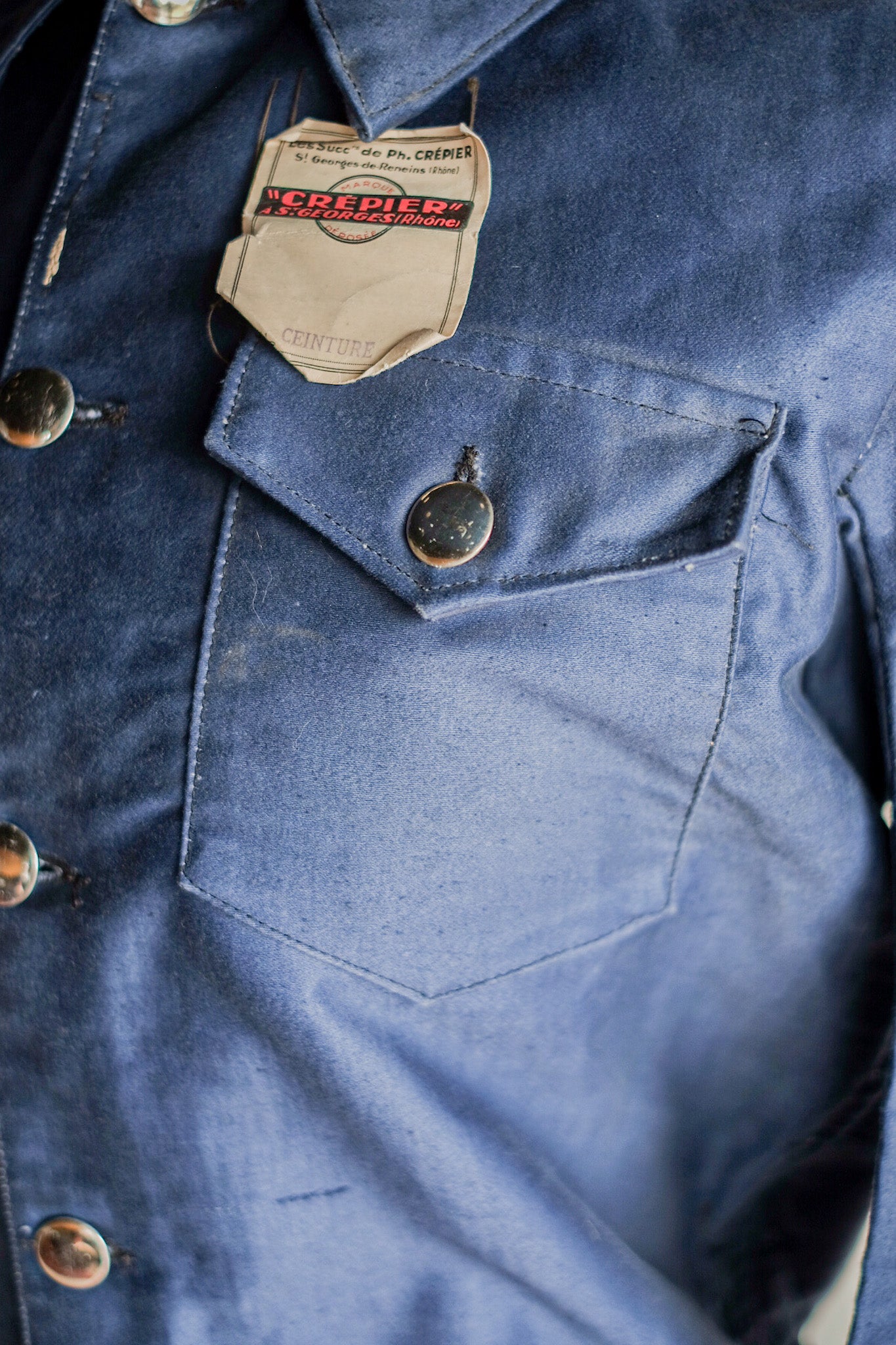 【~40's】French Vintage Blue Moleskin Cyclist Jacket "Dead Stock"