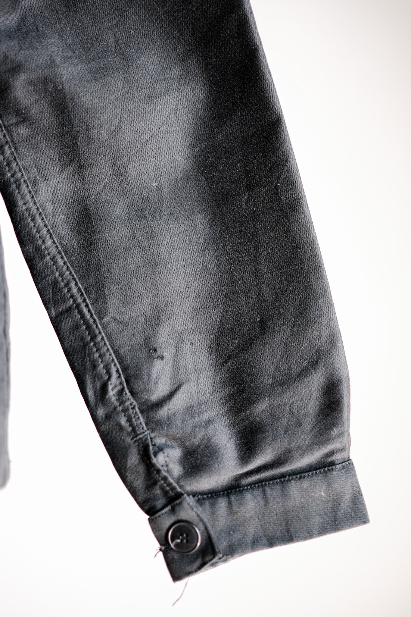 【~60's】French Vintage Black Moleskin Work Jacket Size.46 "Adolphe Lafont"
